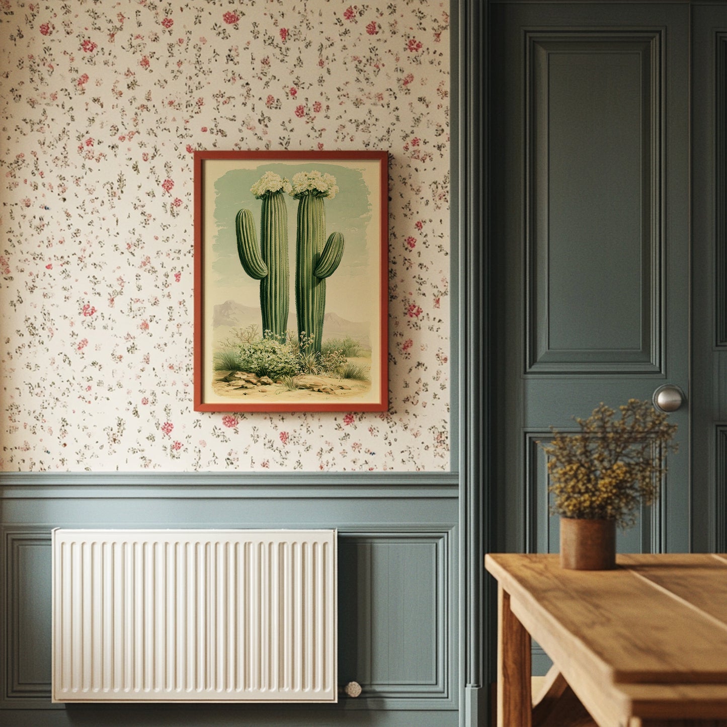 Twin Saguaros in Bloom