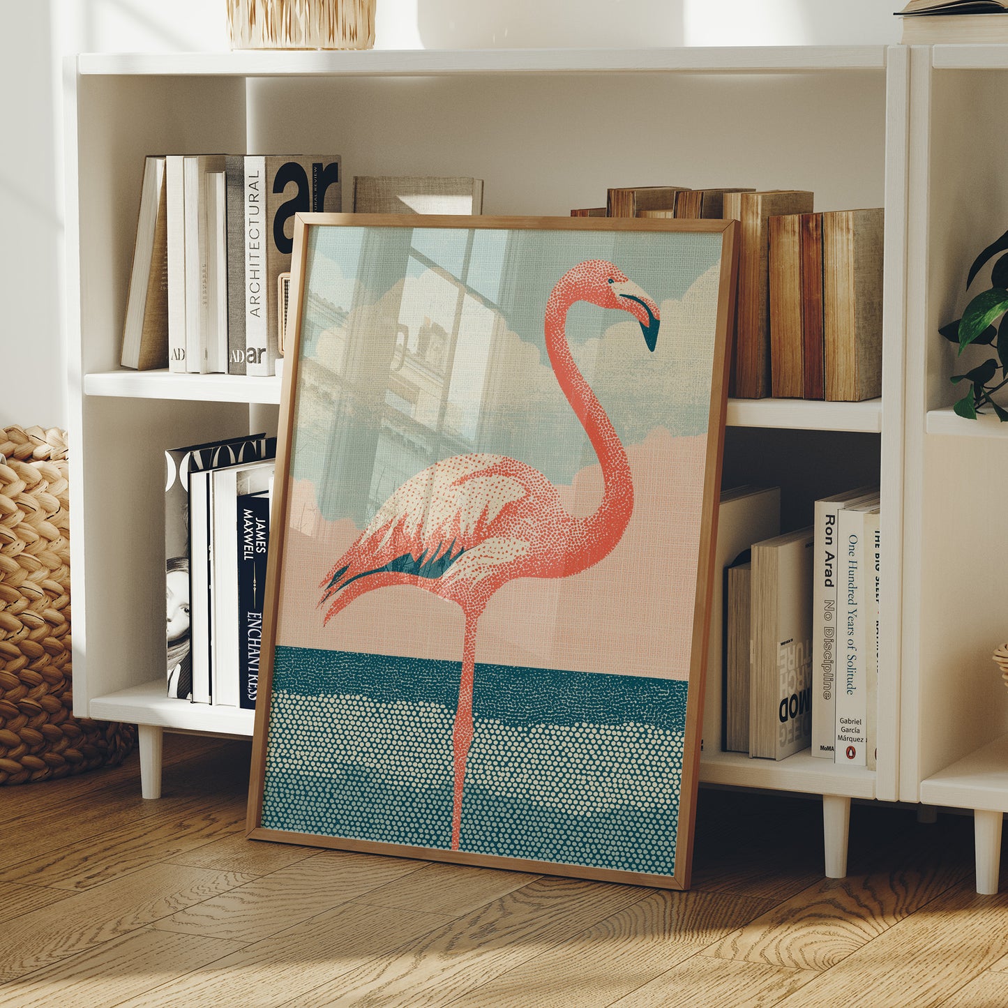 Flamingo Against Cotton Candy Clouds