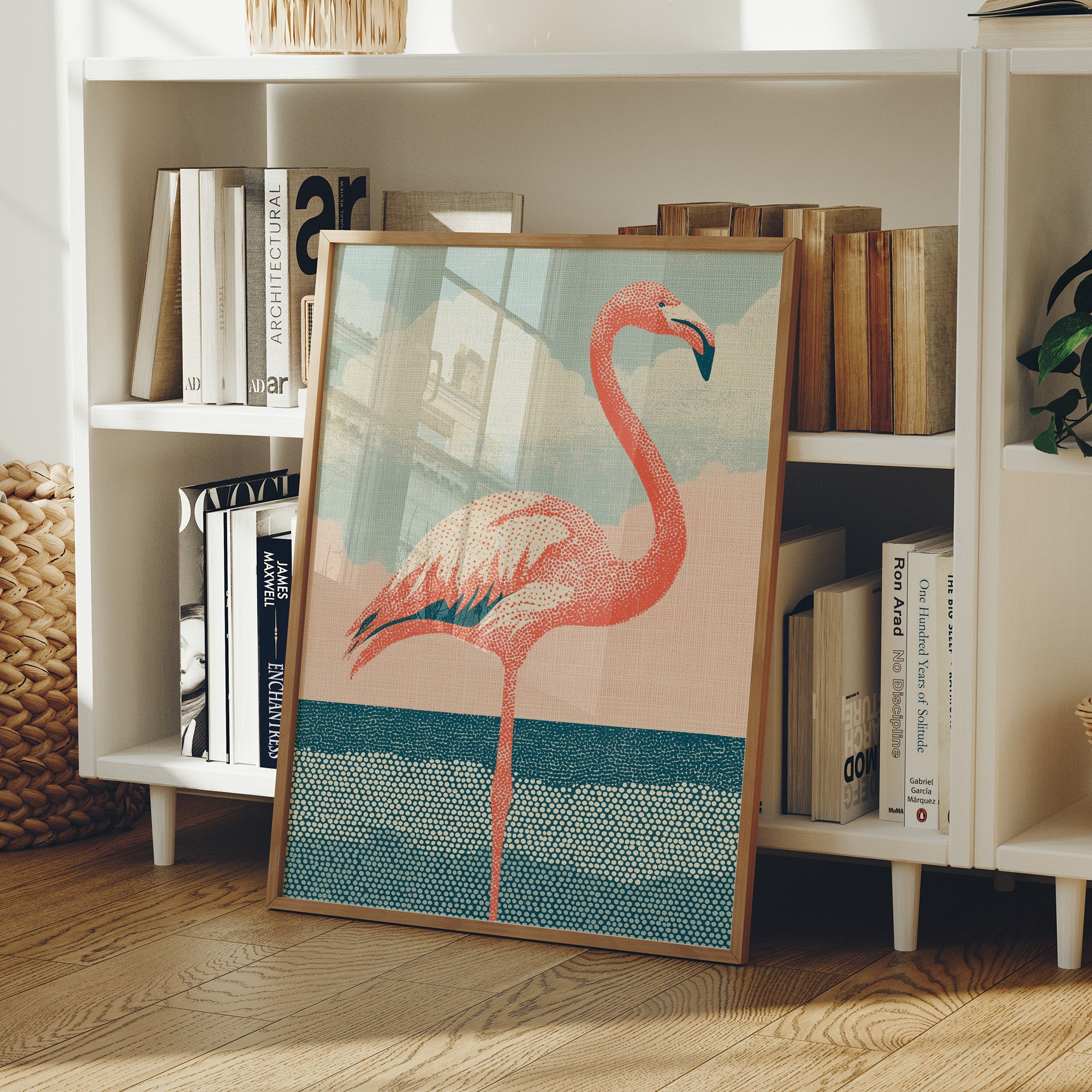 Flamingo Against Cotton Candy Clouds