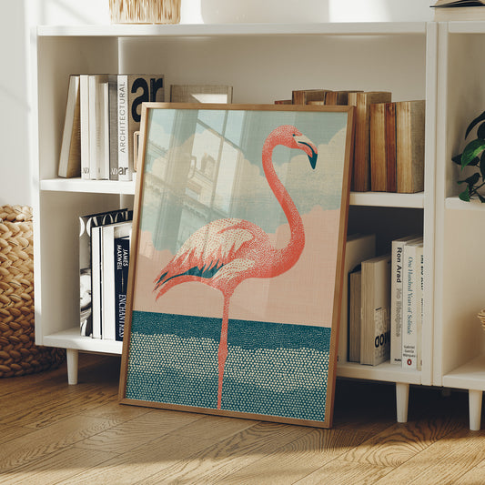 Flamingo Against Cotton Candy Clouds