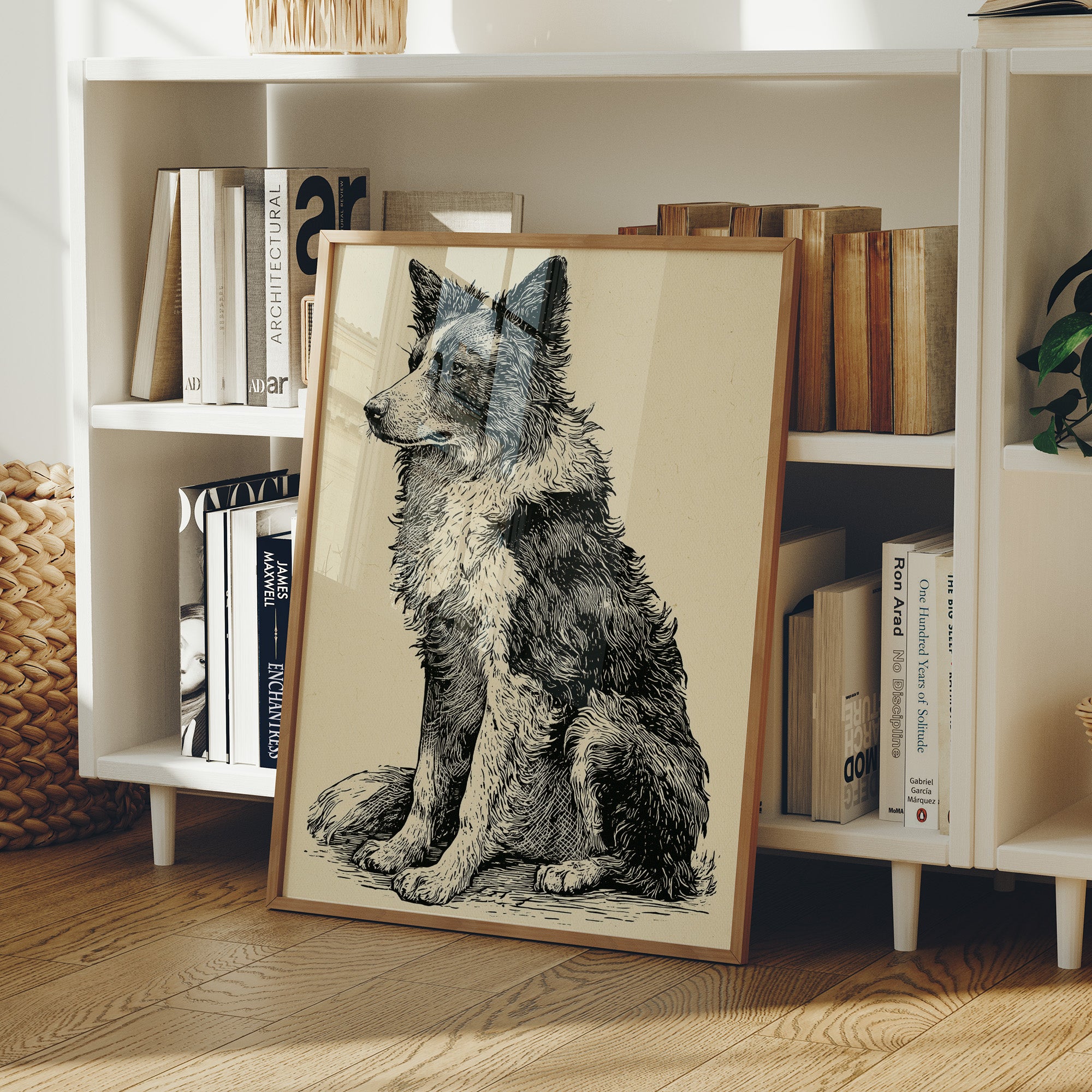 Border Watch: Bold Woodcut Collie