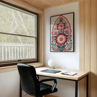 Crimson Bloom: A Folk Floral Medallion