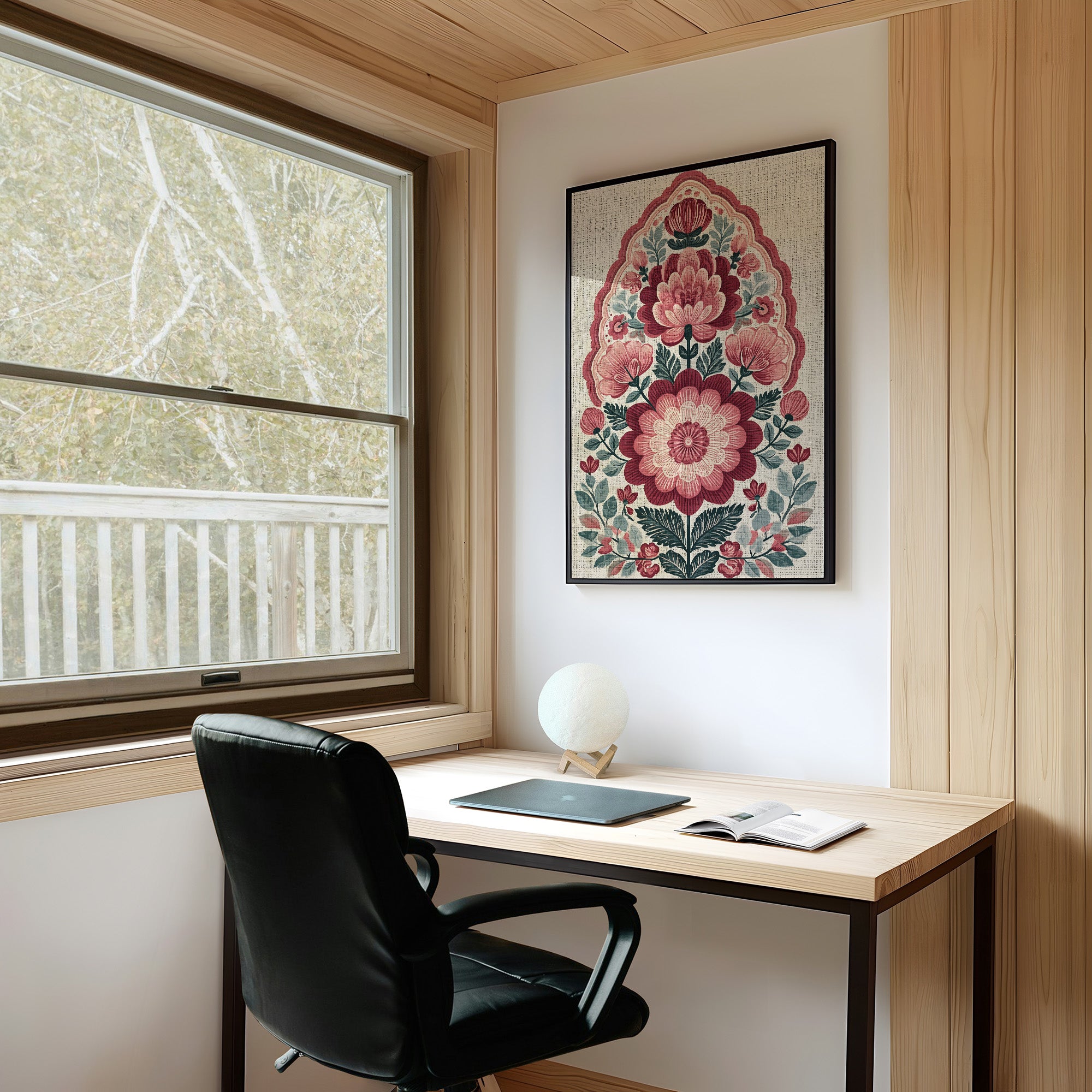 Crimson Bloom: A Folk Floral Medallion