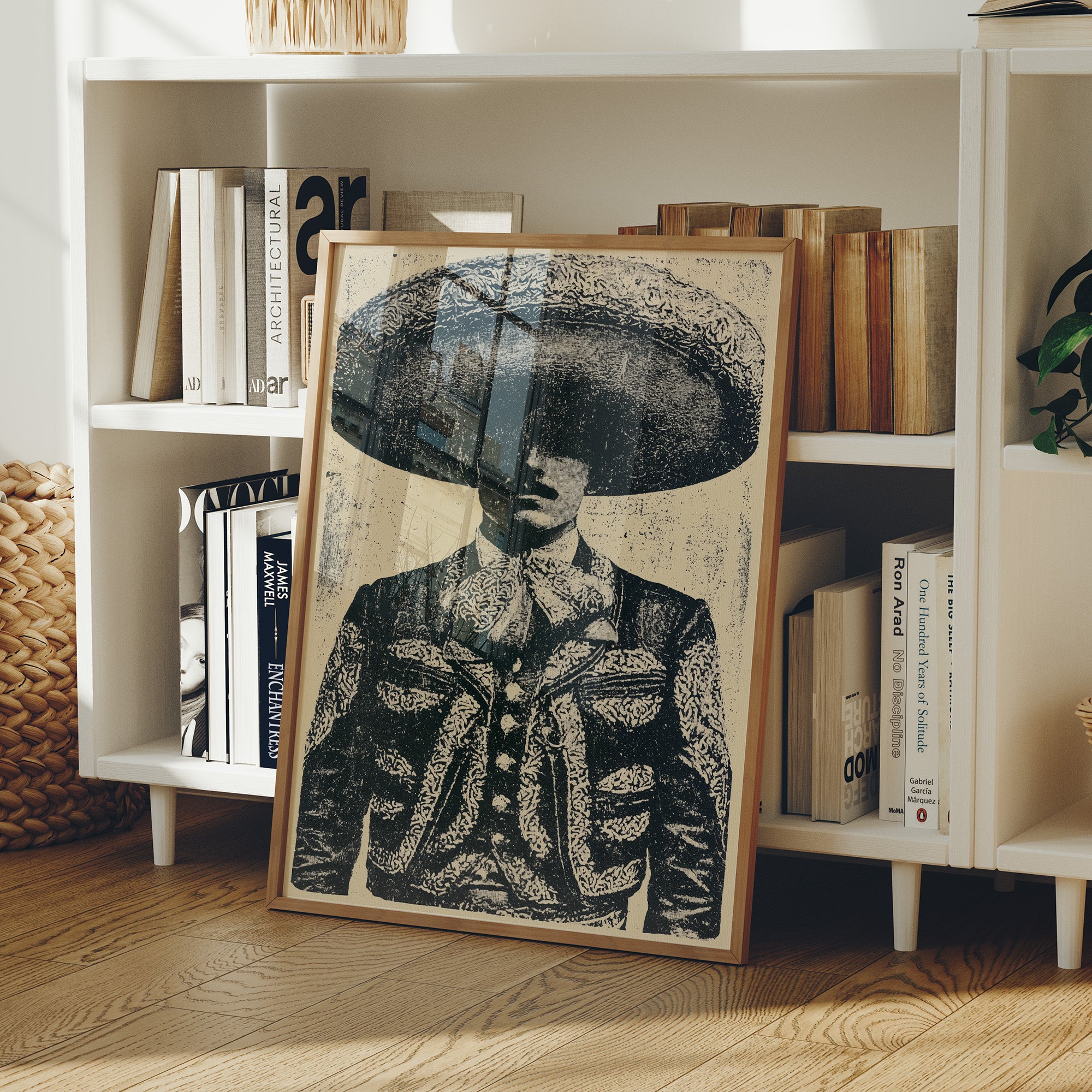 The Charro's Silhouette: Vintage Screen Print