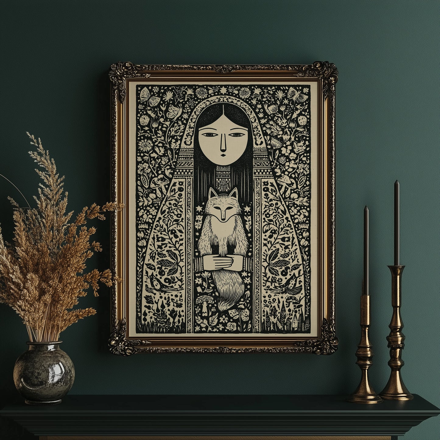 Keeper of the Fox: A Folklore Woodcut