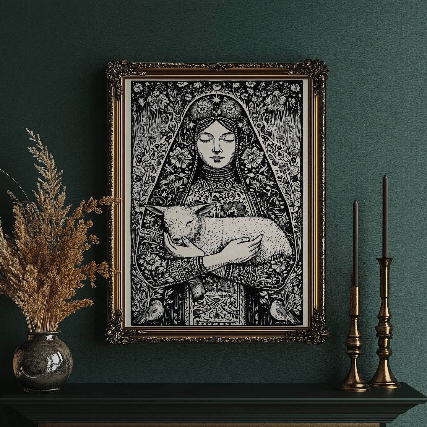 Madonna and Lamb: A Woodcut Devotion