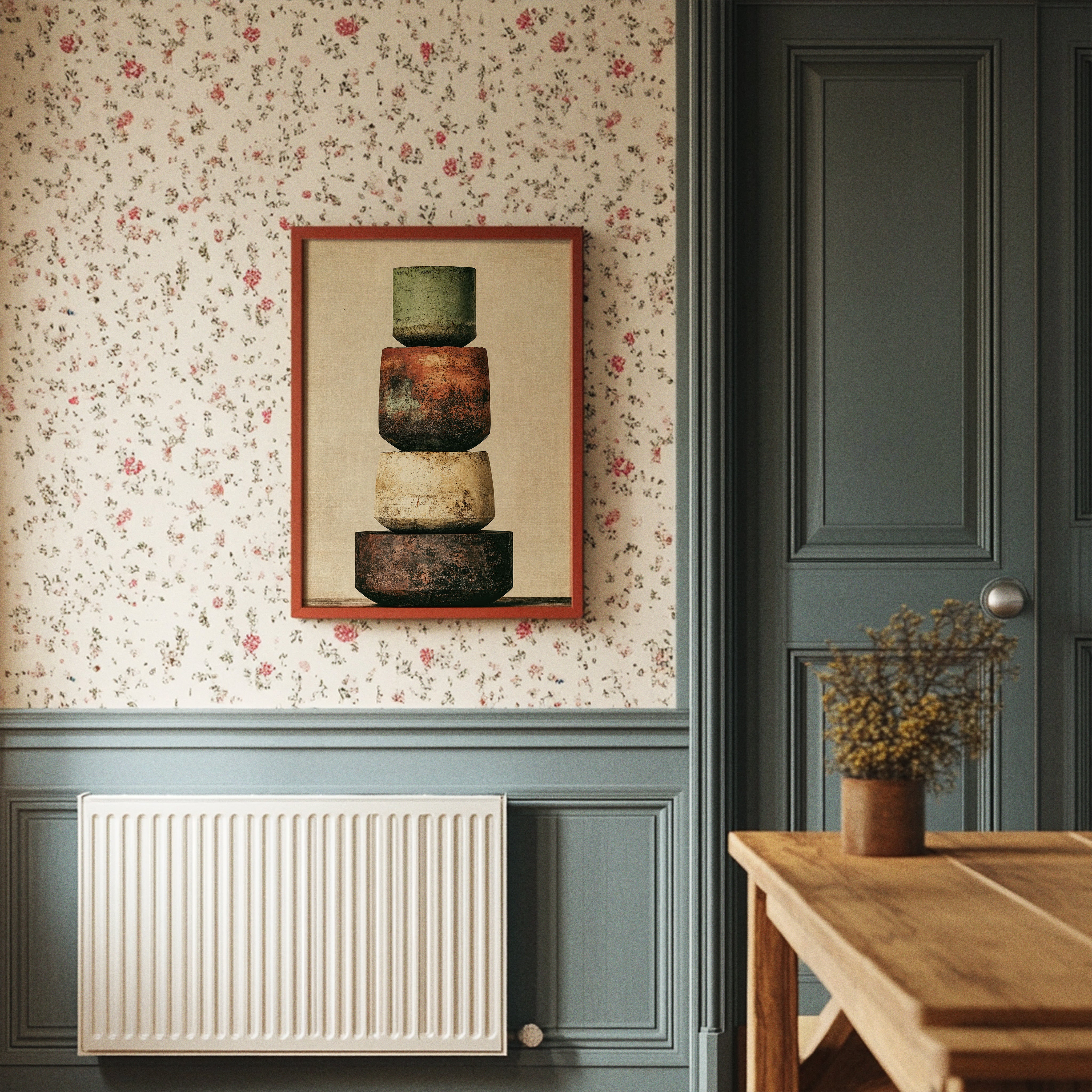 Stacked and Weathered: Four Urns of Earth and Rust