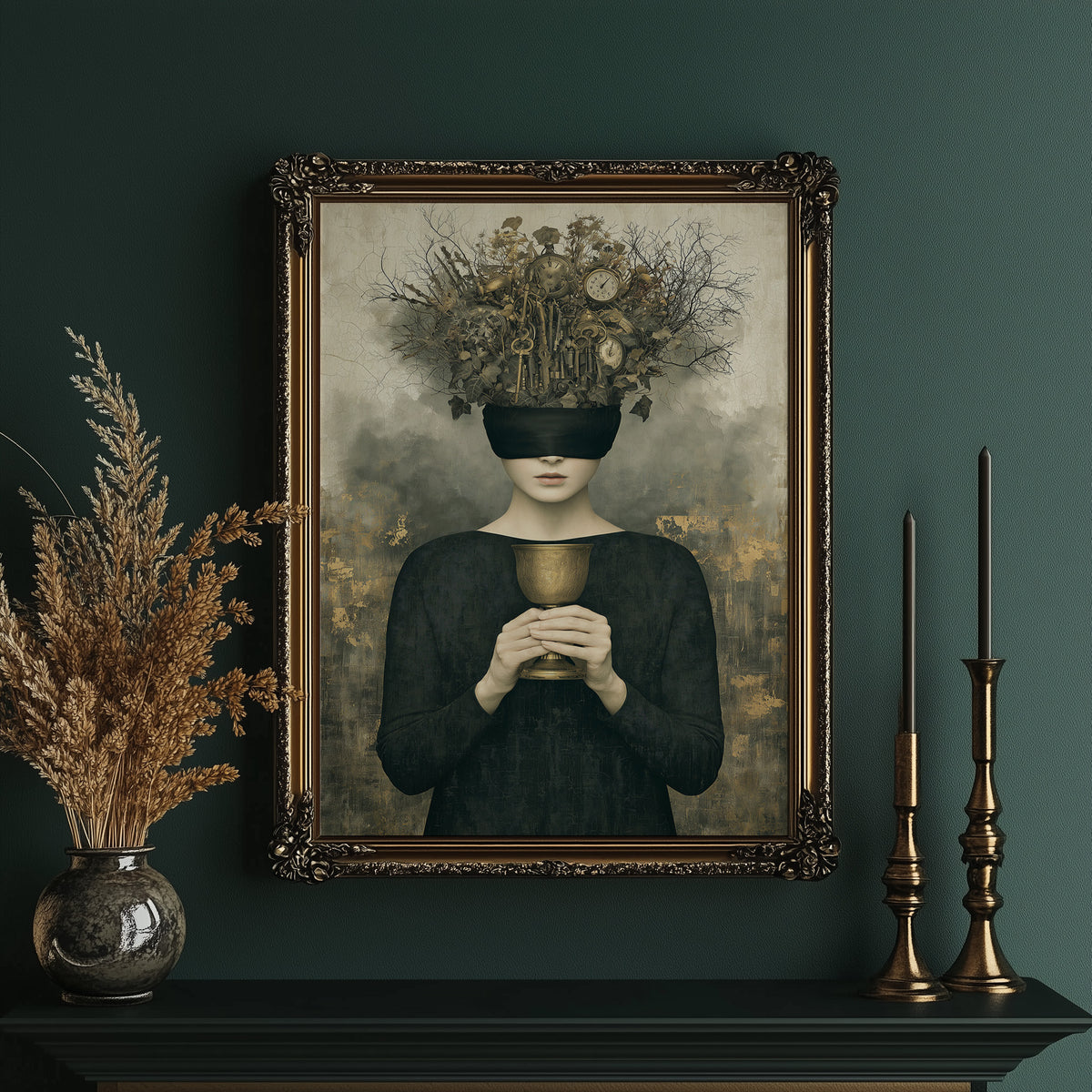 Blindfolded Time: Woman with Golden Chalice