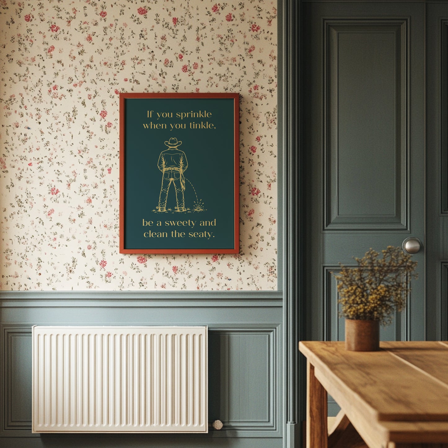 Sprinkle, Tinkle, Clean the Seaty in Teal & Gold
