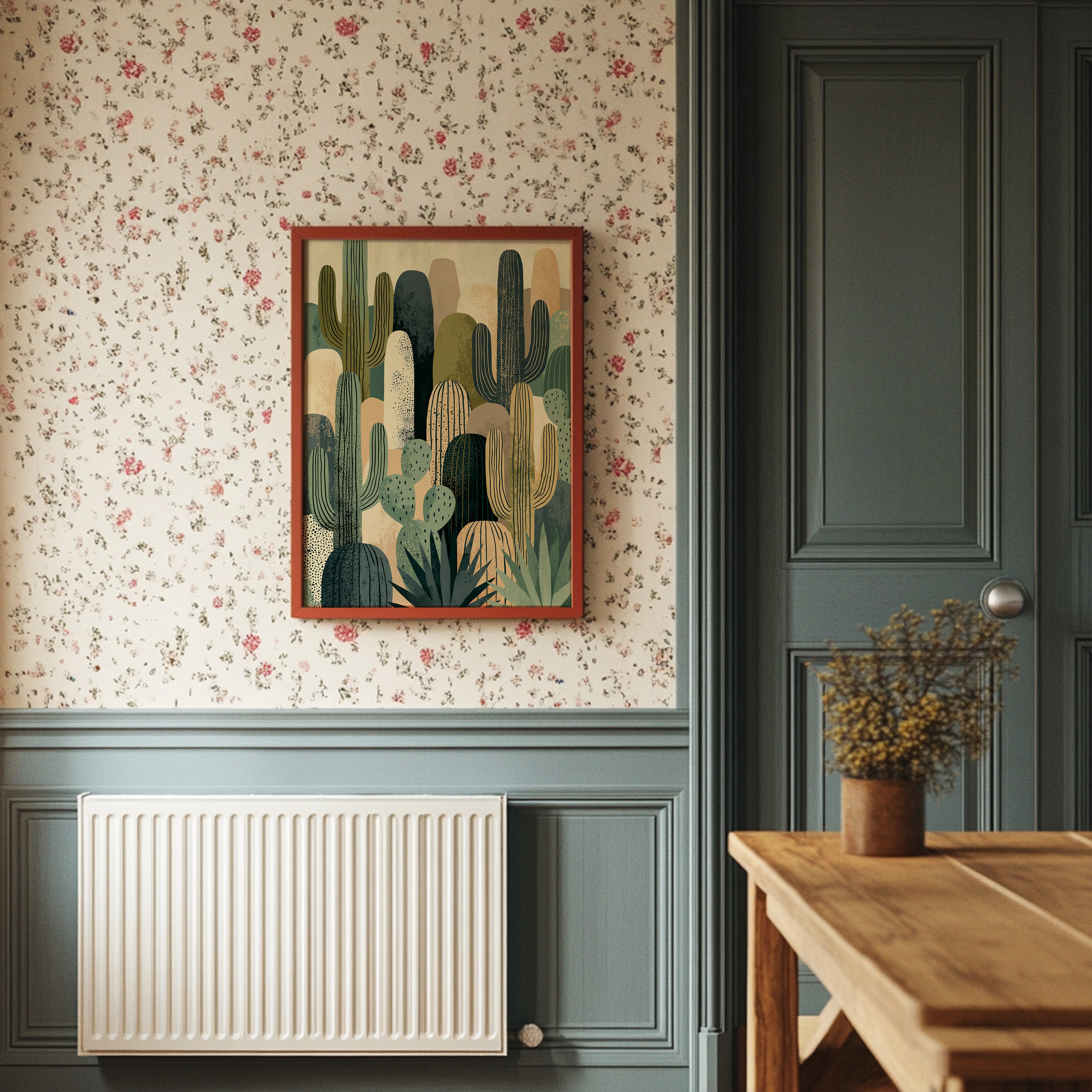 Desert Tapestry: Cactus Collage in Sand & Sage