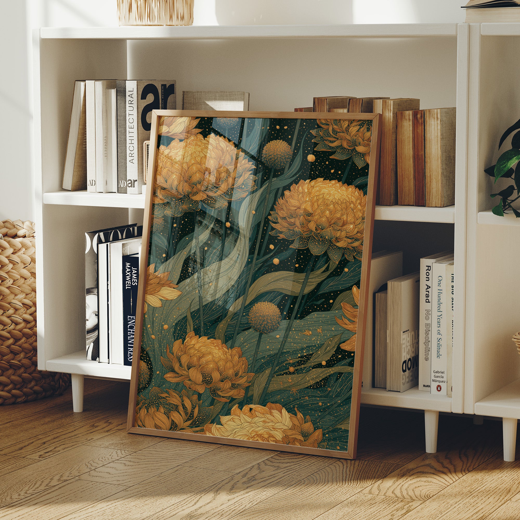 Golden Blooms in the Dark Garden: Marigold Study II