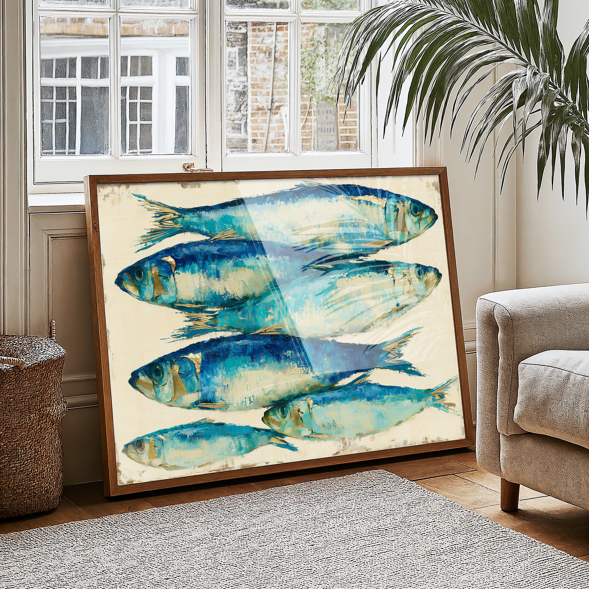 Bold Sardines in Cobalt & Gold