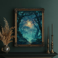 The Glowing Path: Moonlit Forest Stream