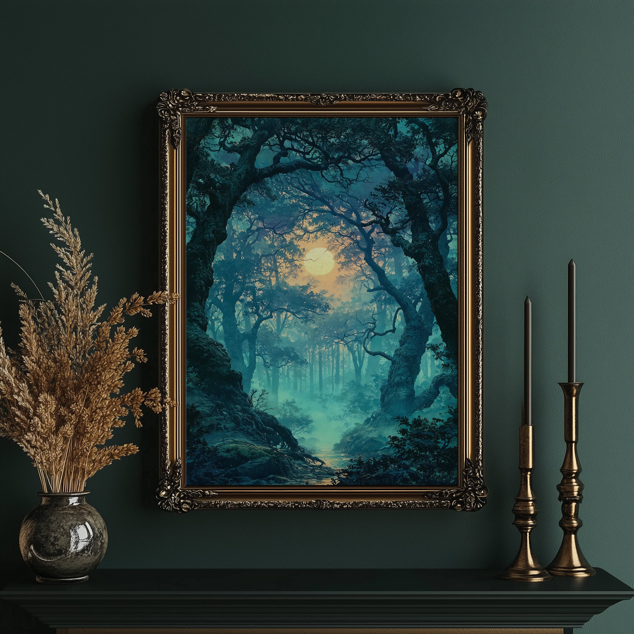 The Glowing Path: Moonlit Forest Stream