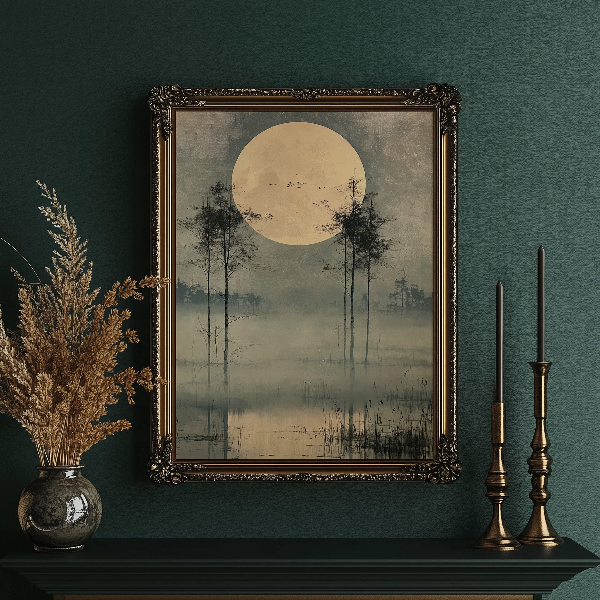Harvest Moon Over the Marsh