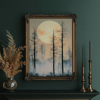 Peach Moon Over Bare Branches