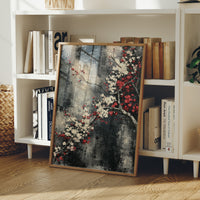 Cherry Blossoms on Charcoal Silk