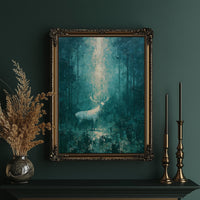 White Stag in the Emerald Glow