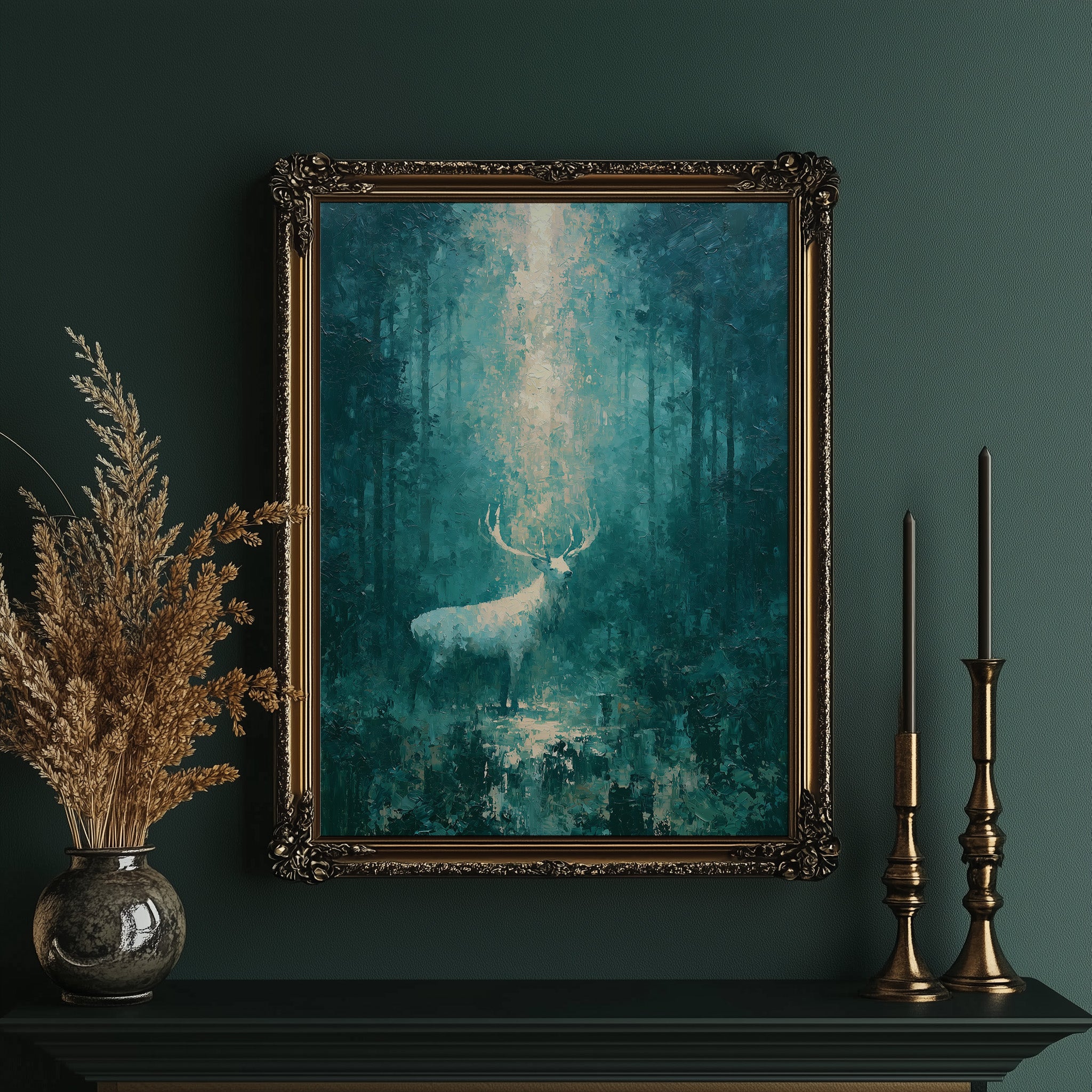 White Stag in the Emerald Glow