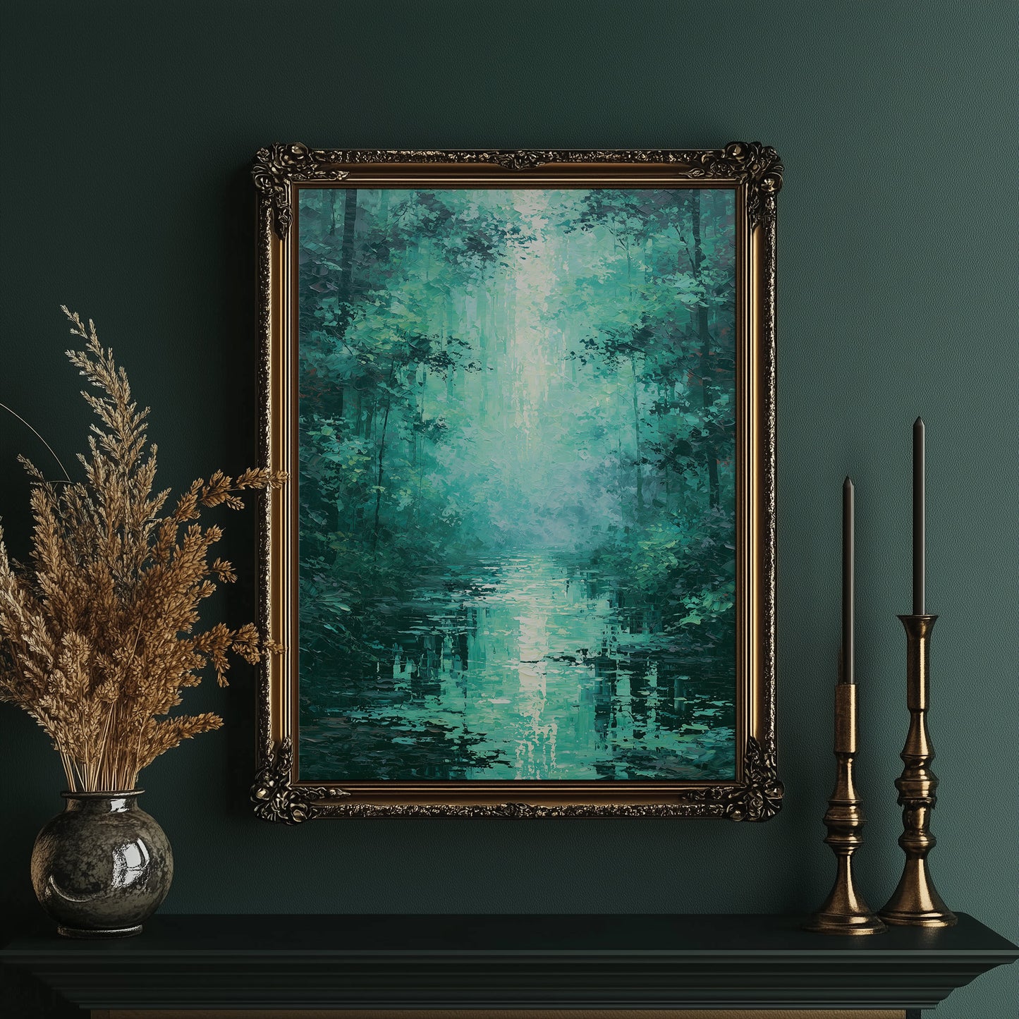 Emerald Light Between Trees