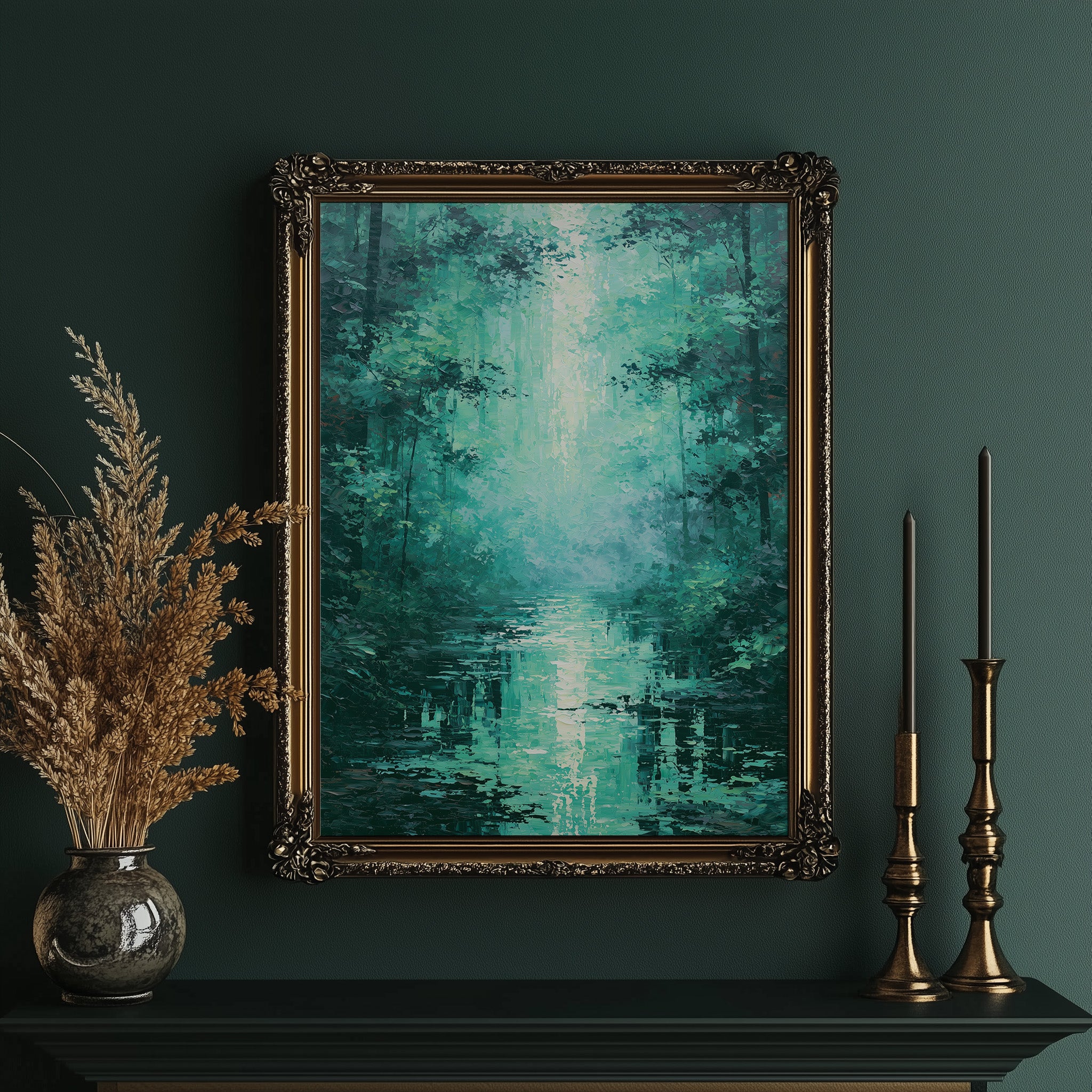 Emerald Light Between Trees