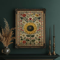 Sunflower Folk Tapestry