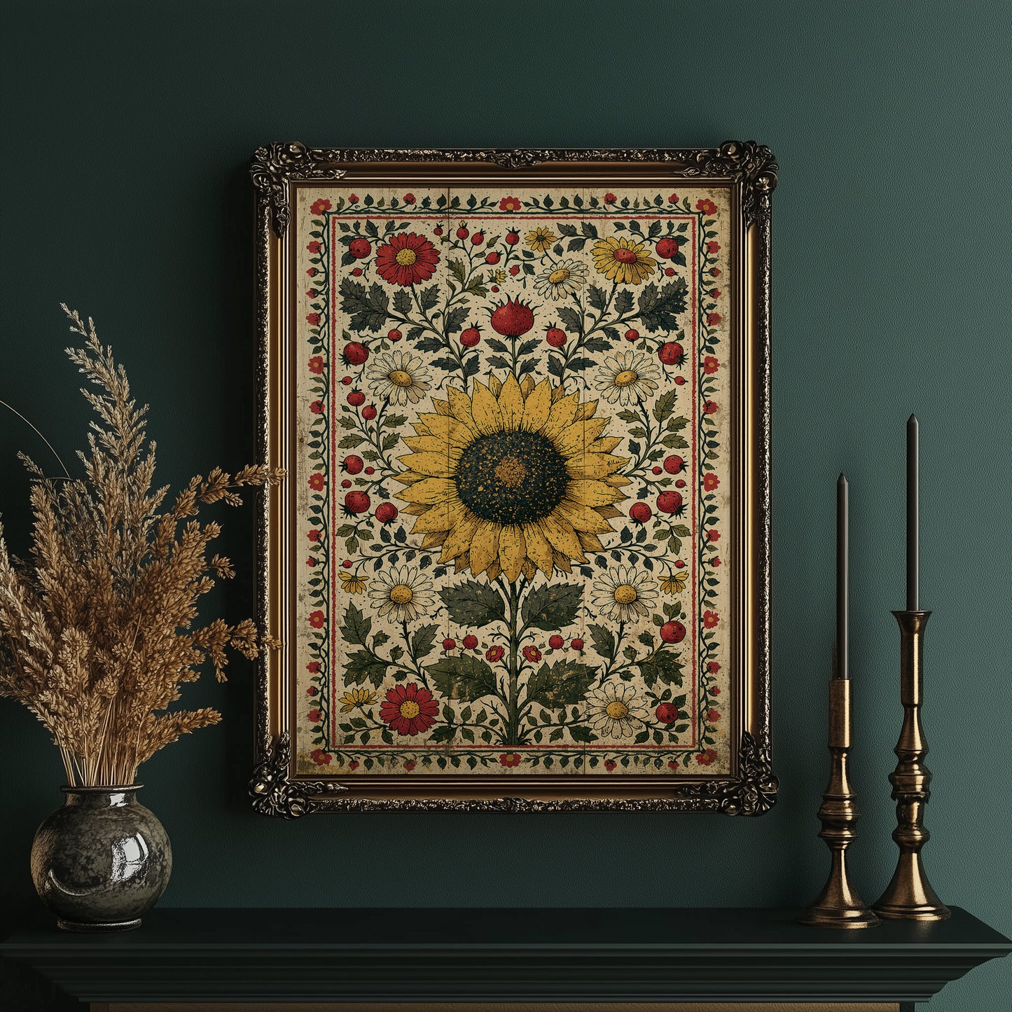 Sunflower Folk Tapestry