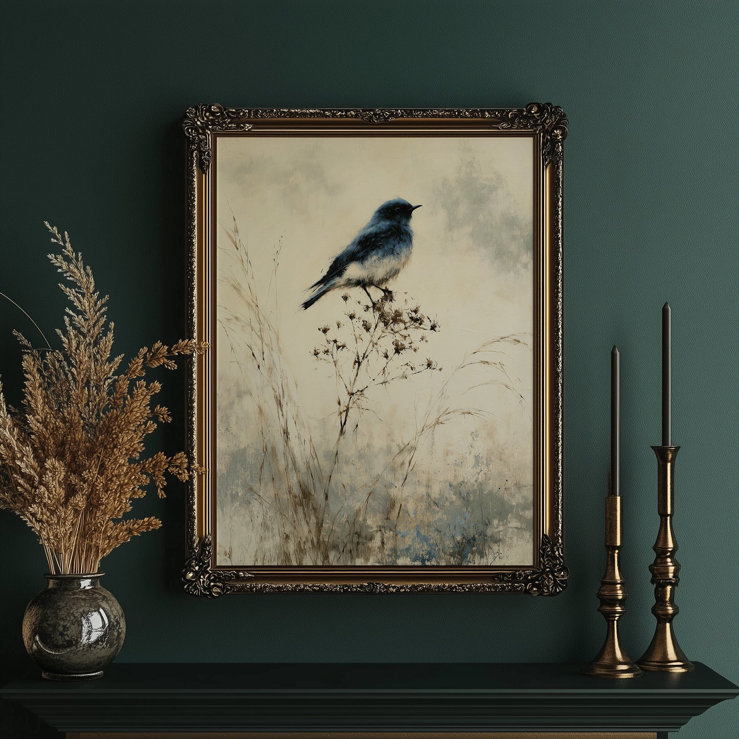 Bluebird on a Winter Branch