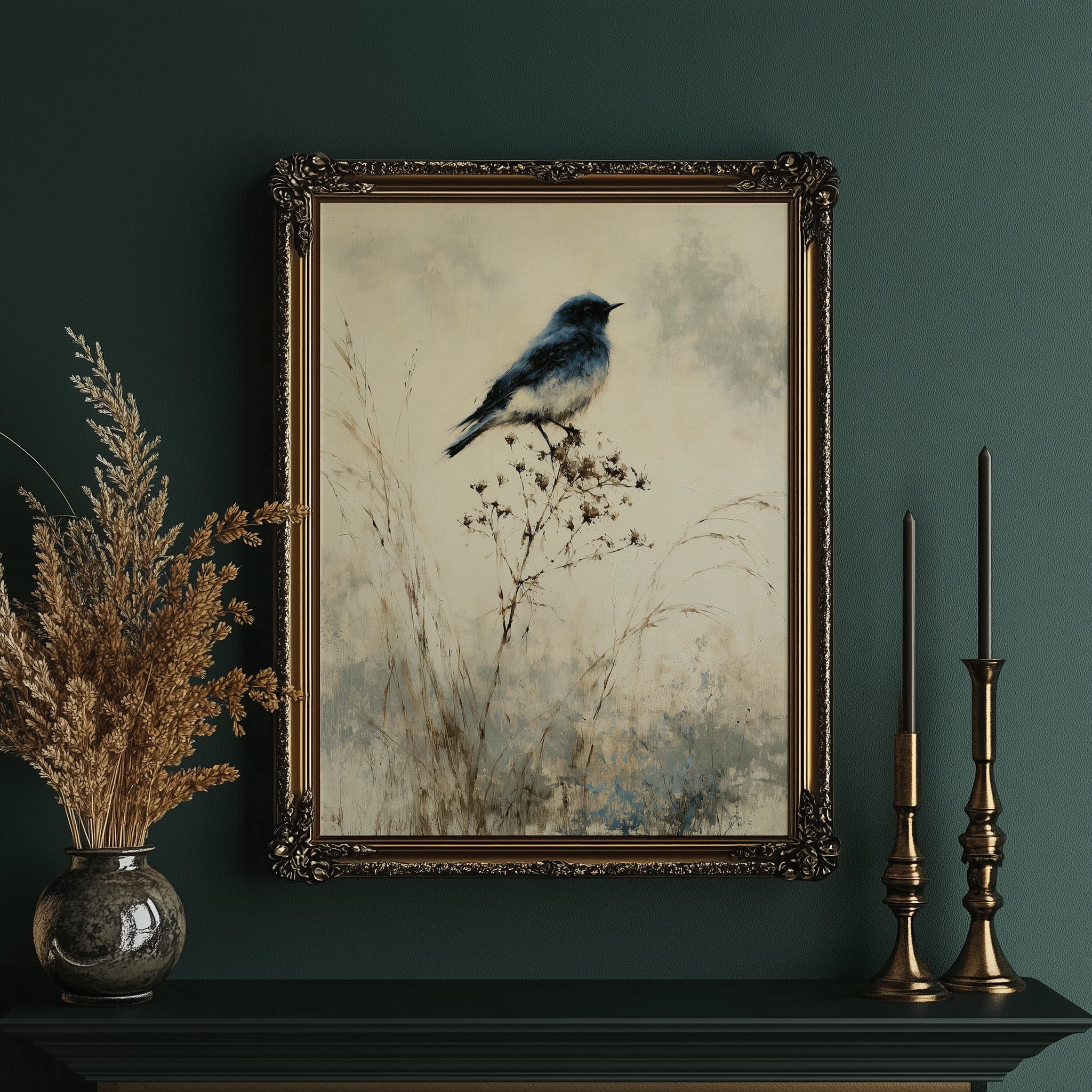 Bluebird on a Winter Branch