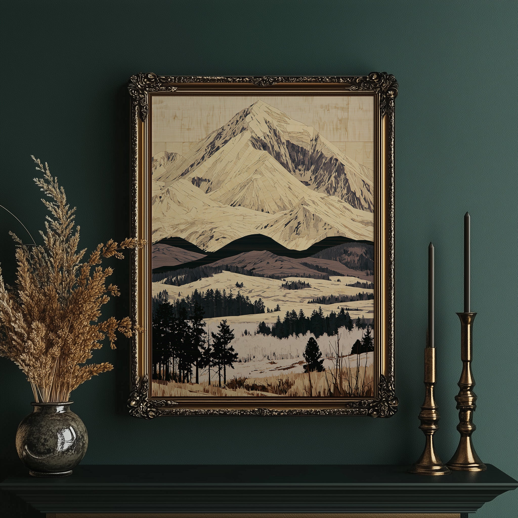 Snow Peak in Marquetry