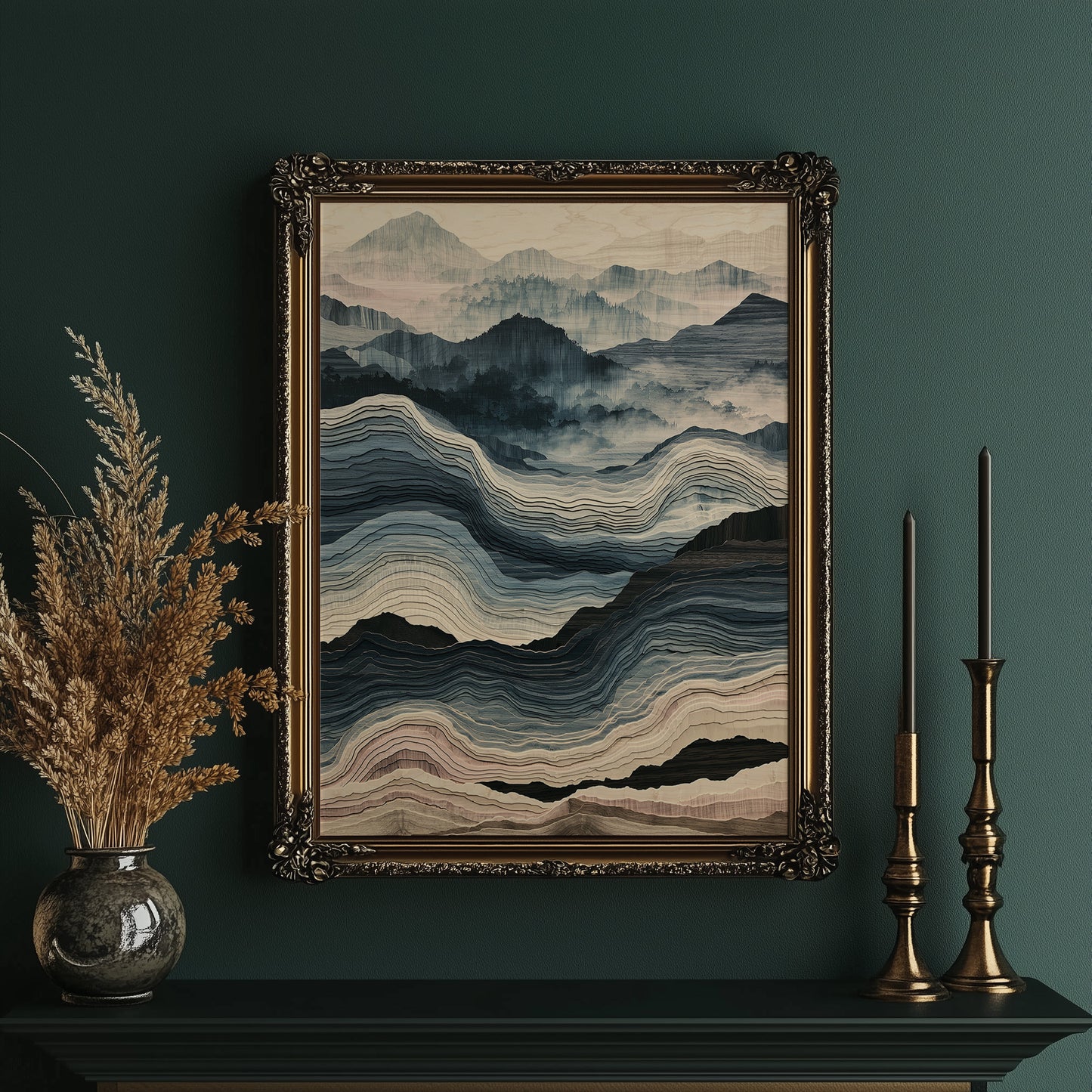 Waves of Wood in Blue and Blush