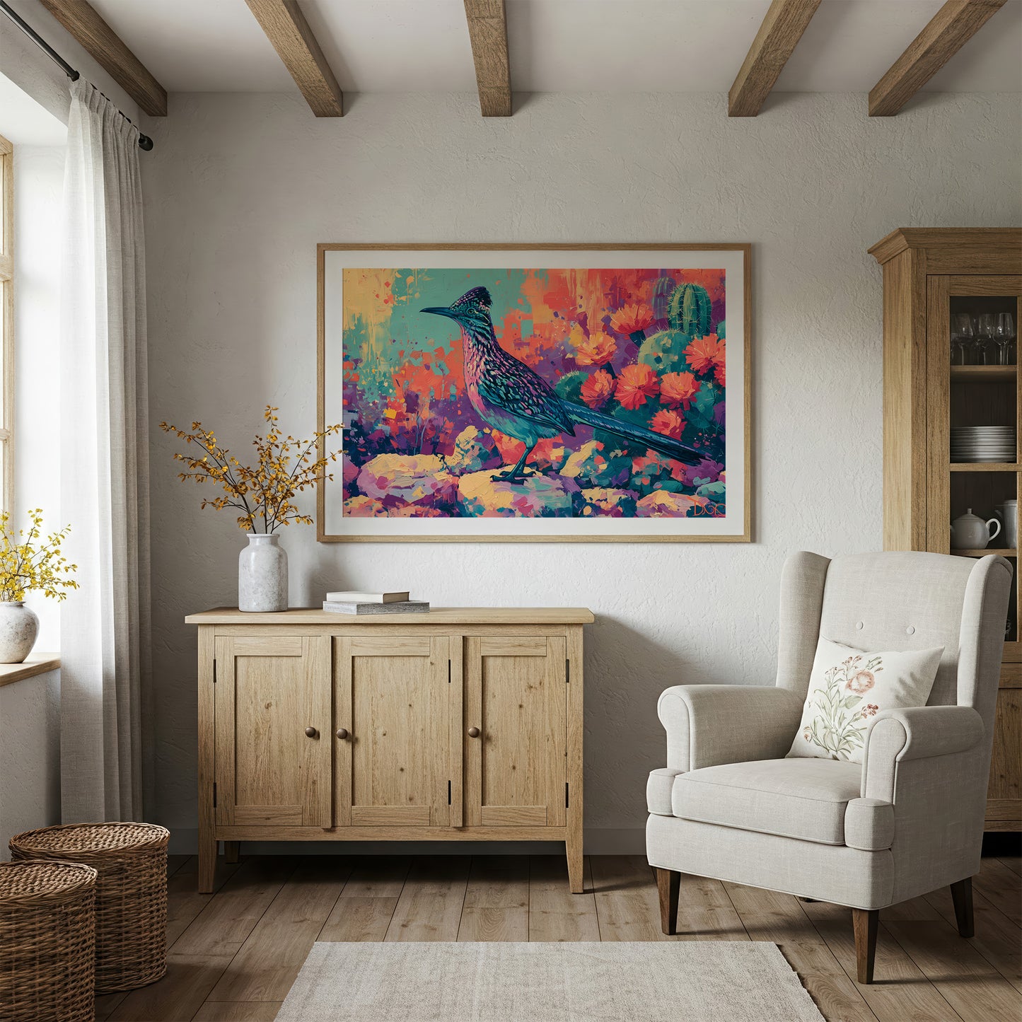 Roadrunner in Bloom, Fauvist Desert