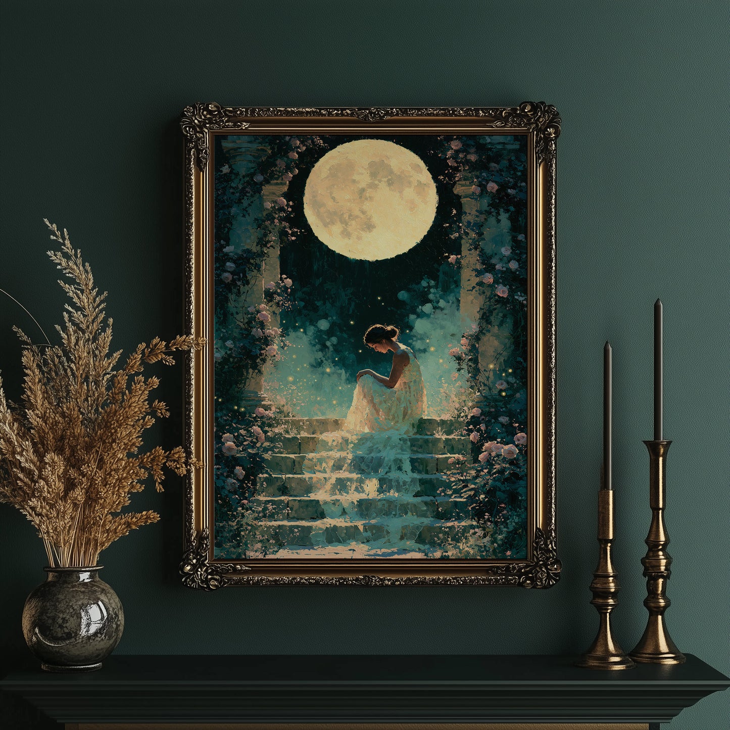 Moonlit Rose Garden Steps