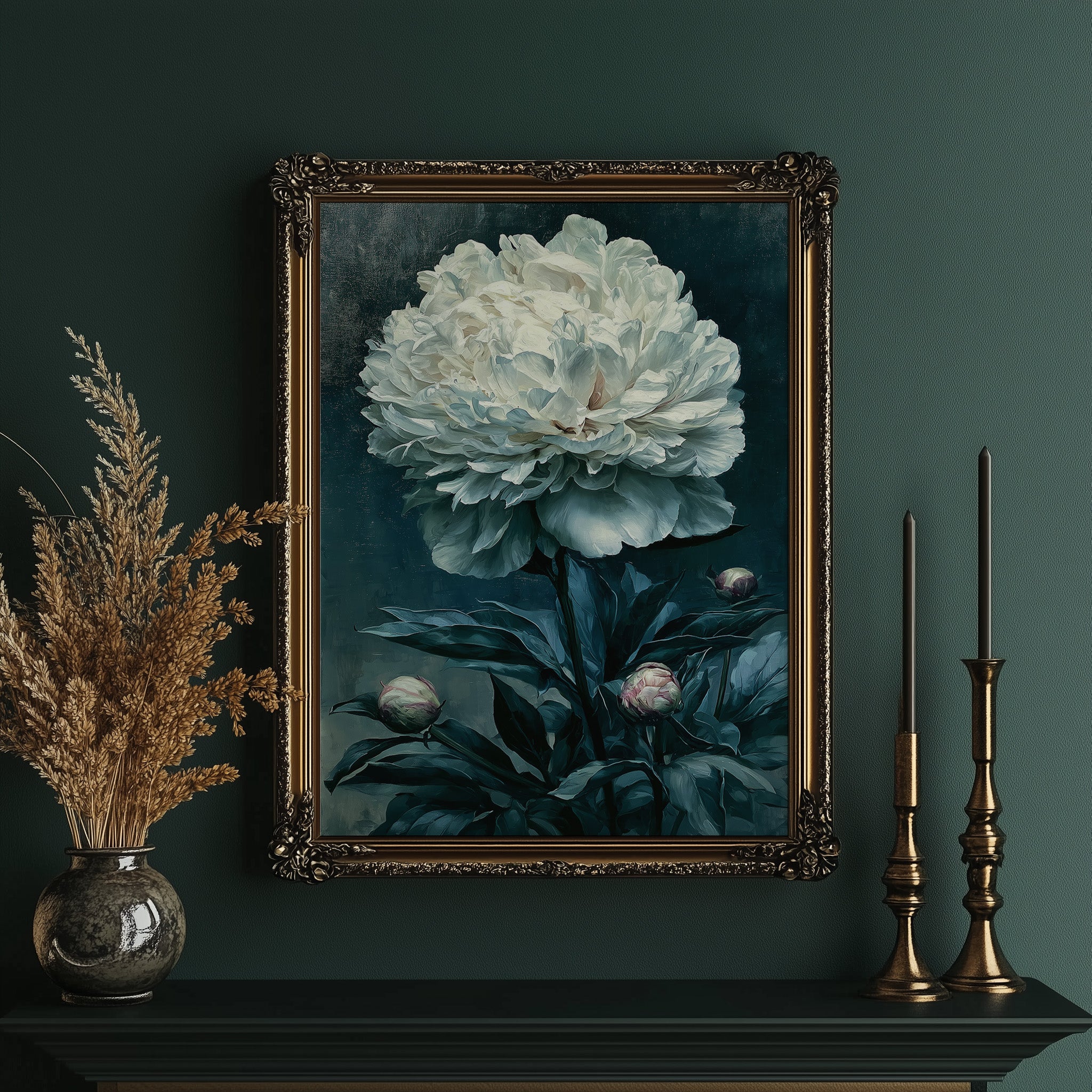 Ivory Peony in Shadow