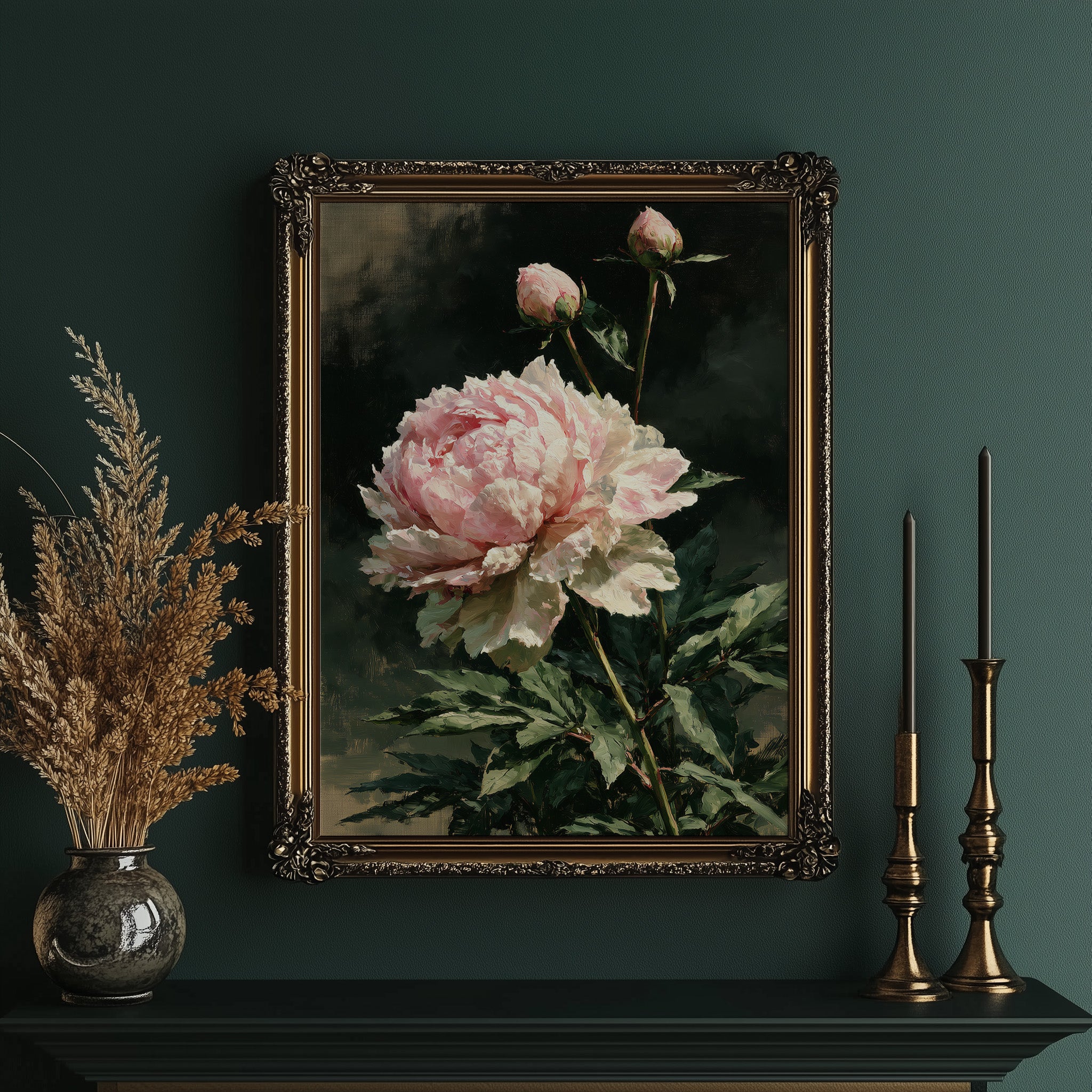 Peony Leans, Two Buds Reach