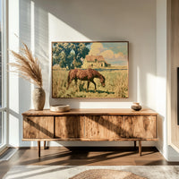 Grazing Horse at the Old Farmhouse