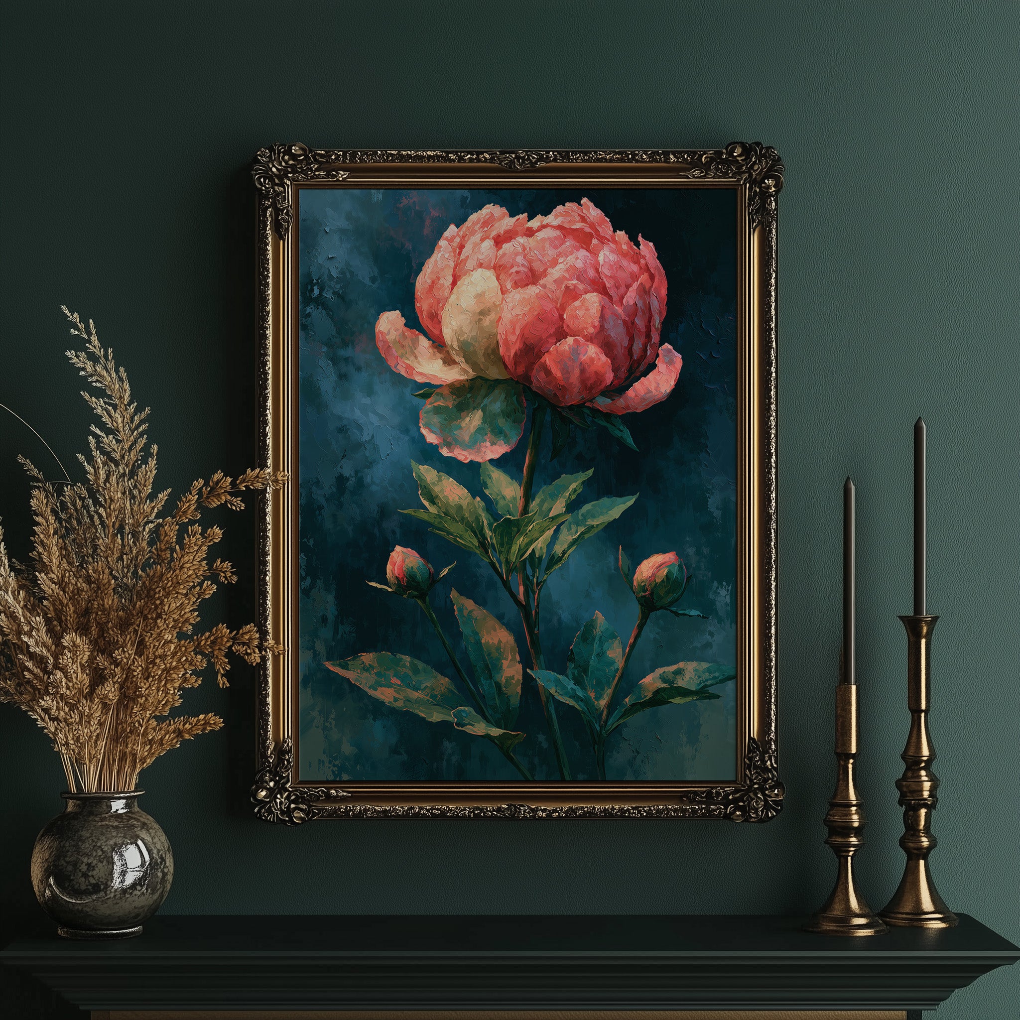 Peony Symmetry, Twin Buds Below