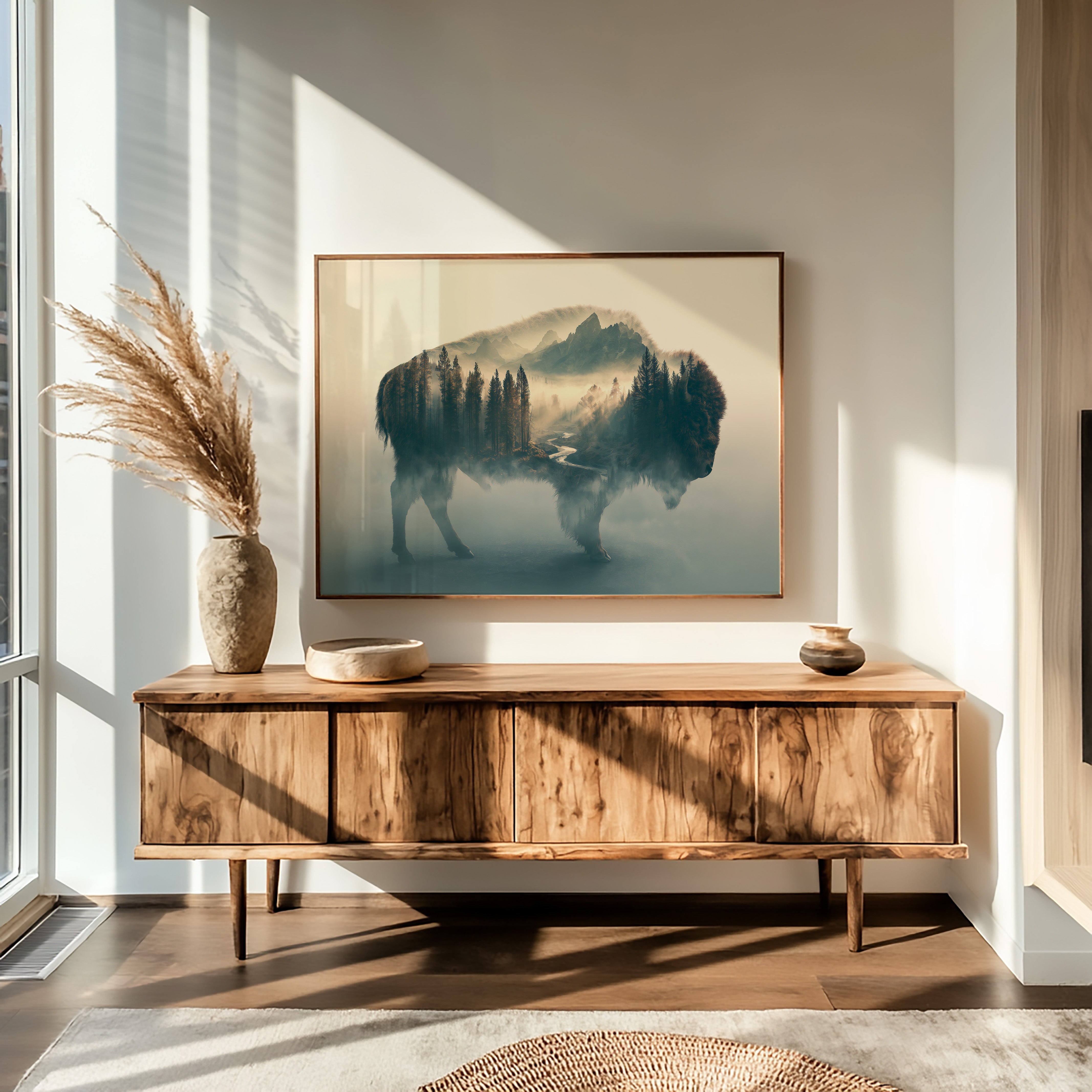 Bison Holding a Mountain Range