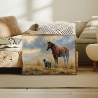 Bay Horse and Aussie Shepherd