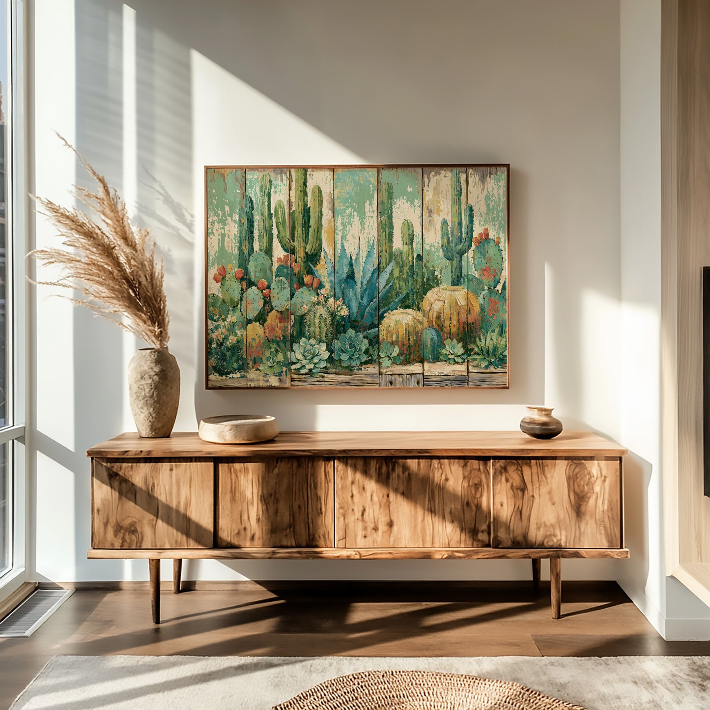 Desert Garden on Weathered Wood