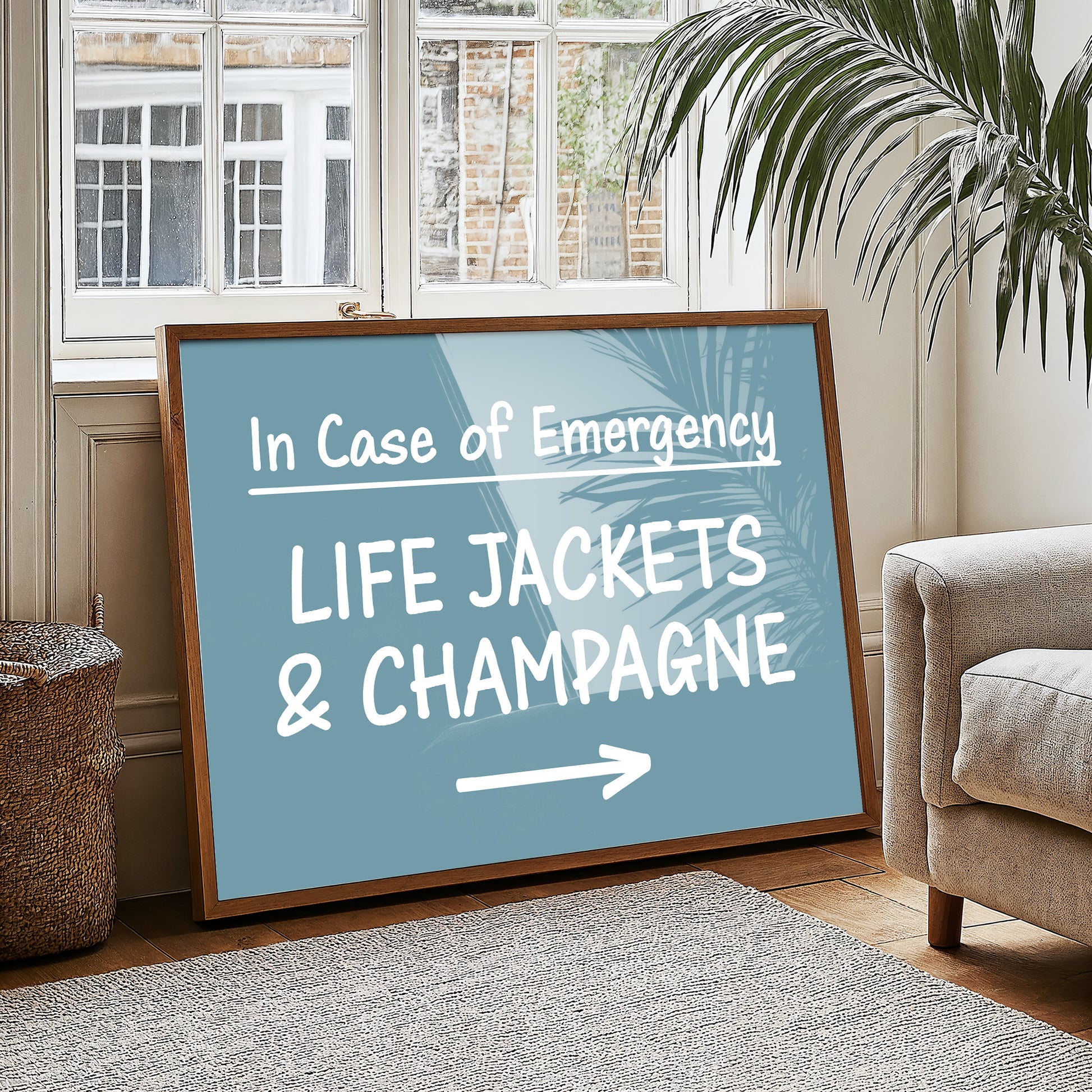 Life Jackets & Champagne Sign