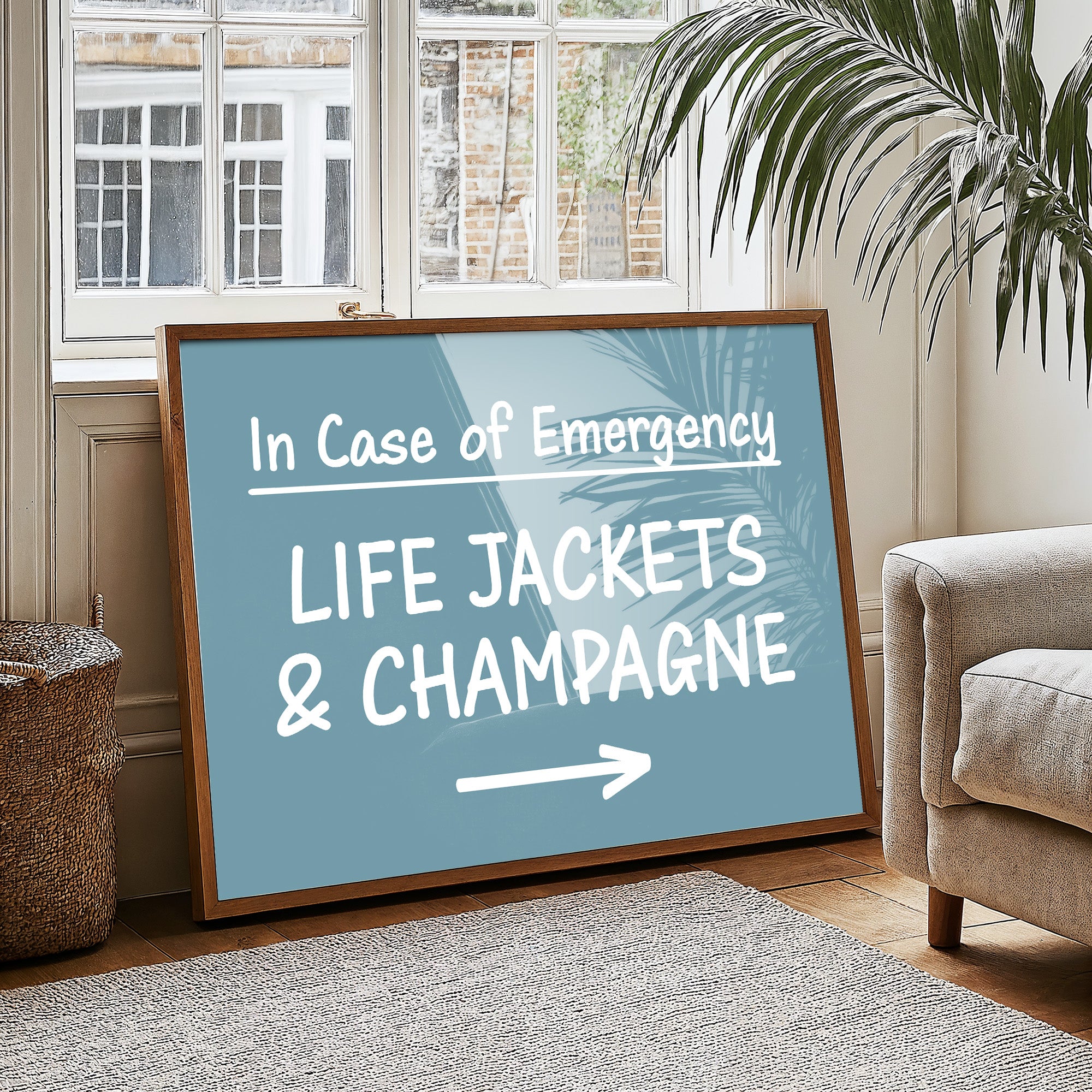 Life Jackets & Champagne Sign