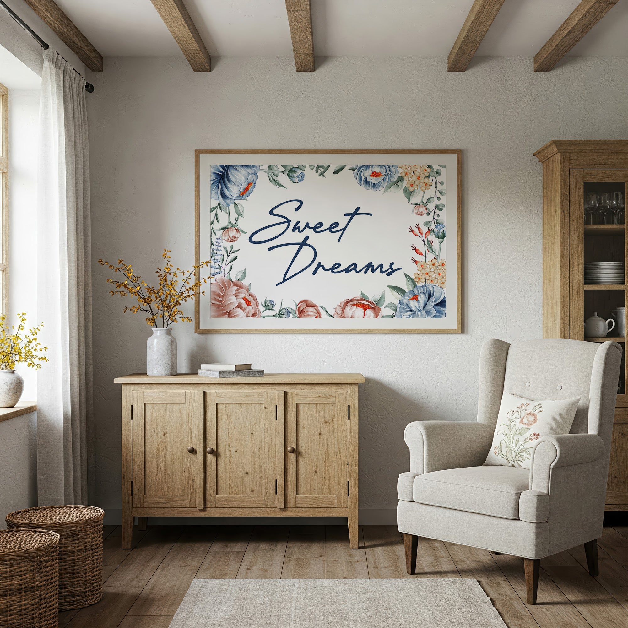 Sweet Dreams Floral Frame Print