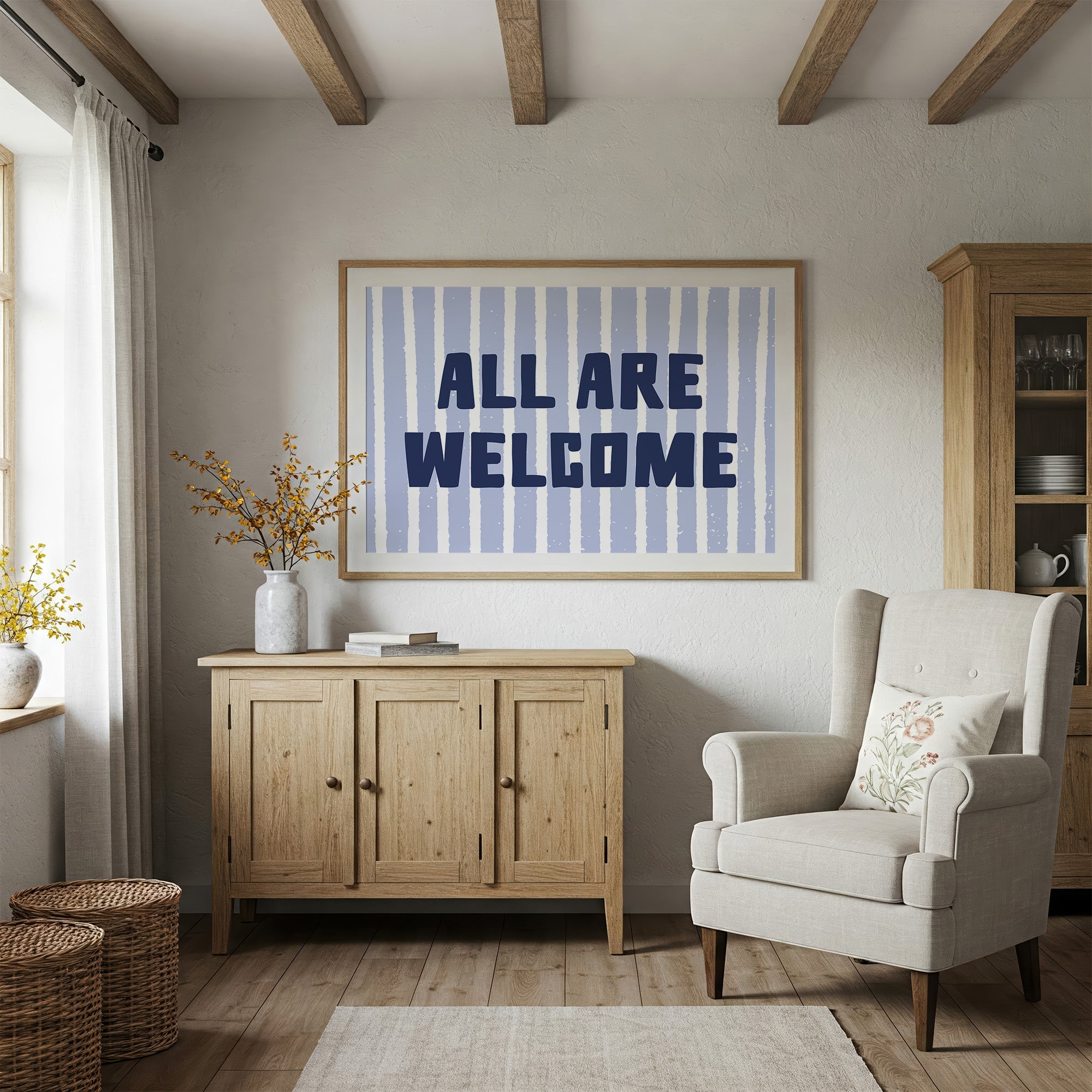 All Are Welcome Striped Print