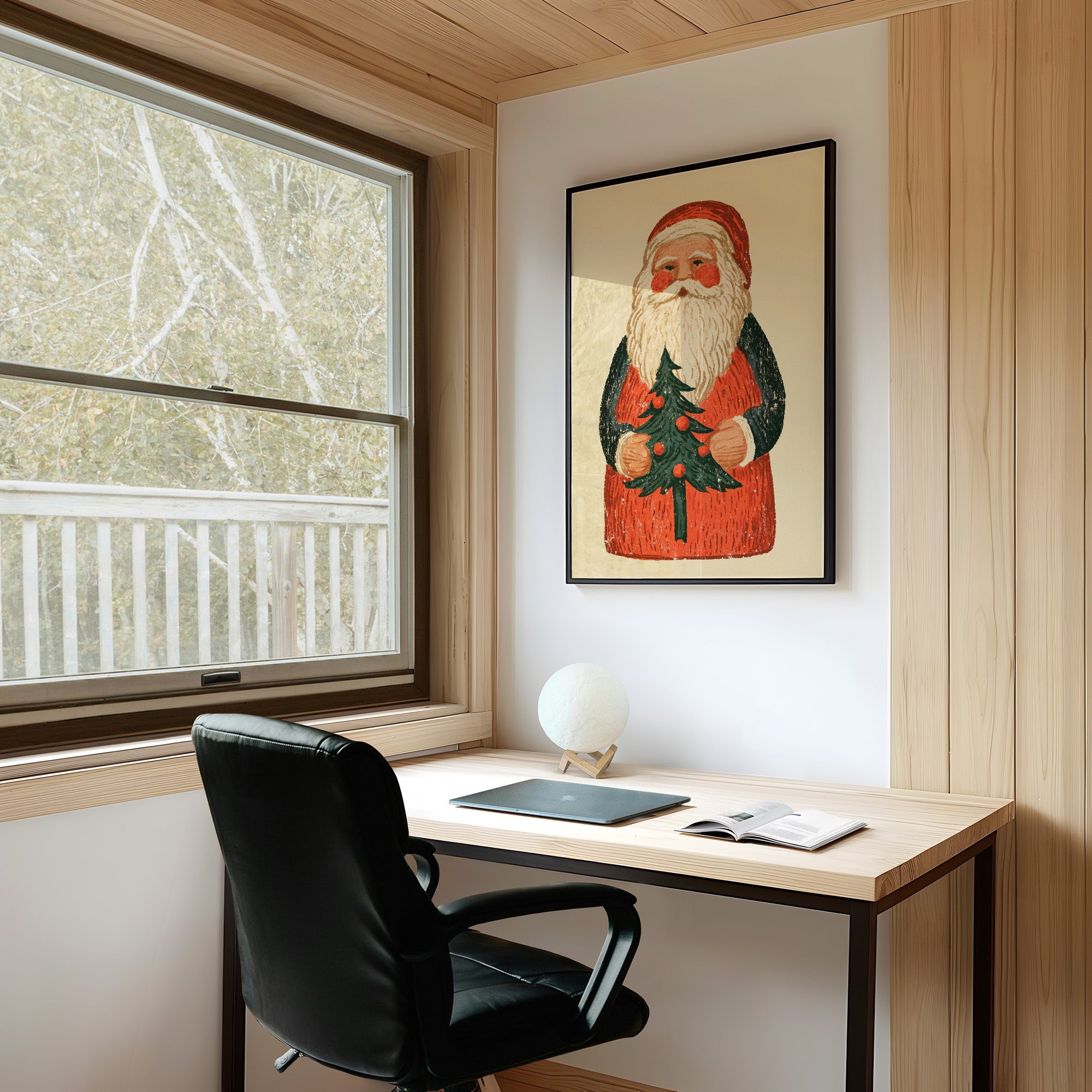 Folk Carved Santa & Tree