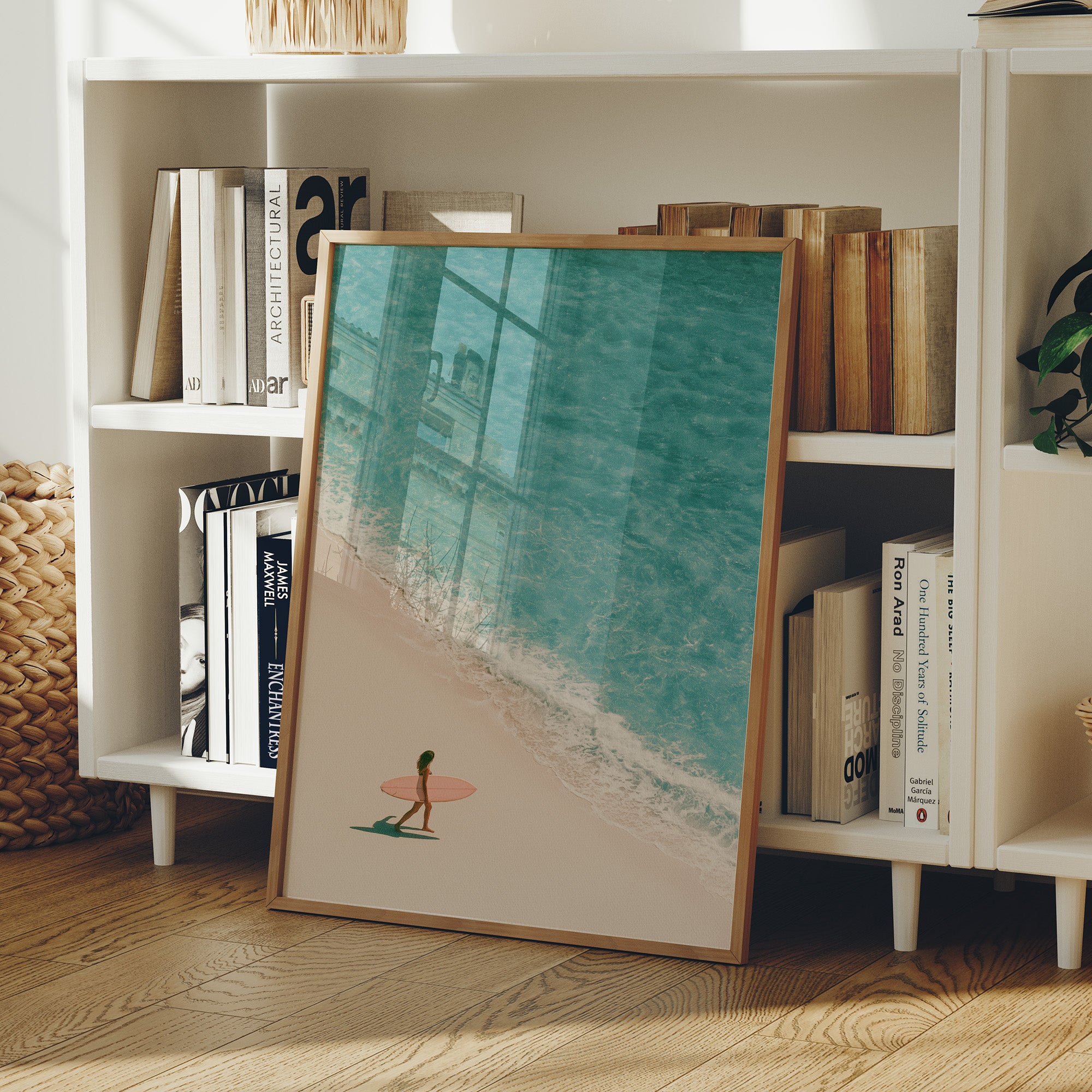 Aerial Surfer Turquoise Shoreline