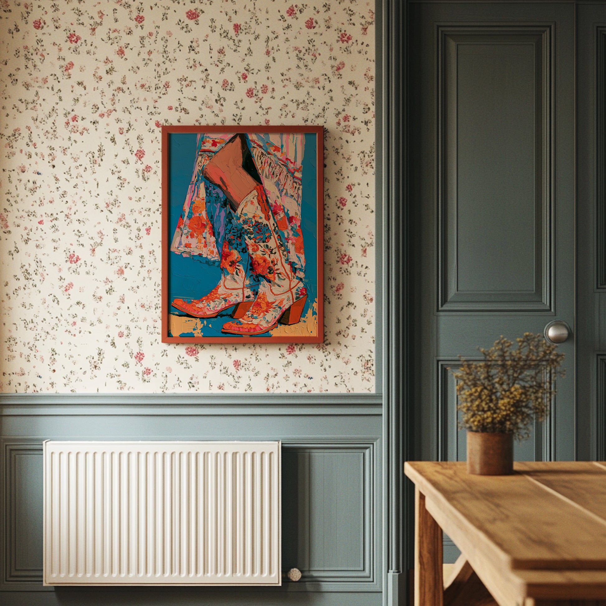 Floral Cowboy Boots Impasto Study