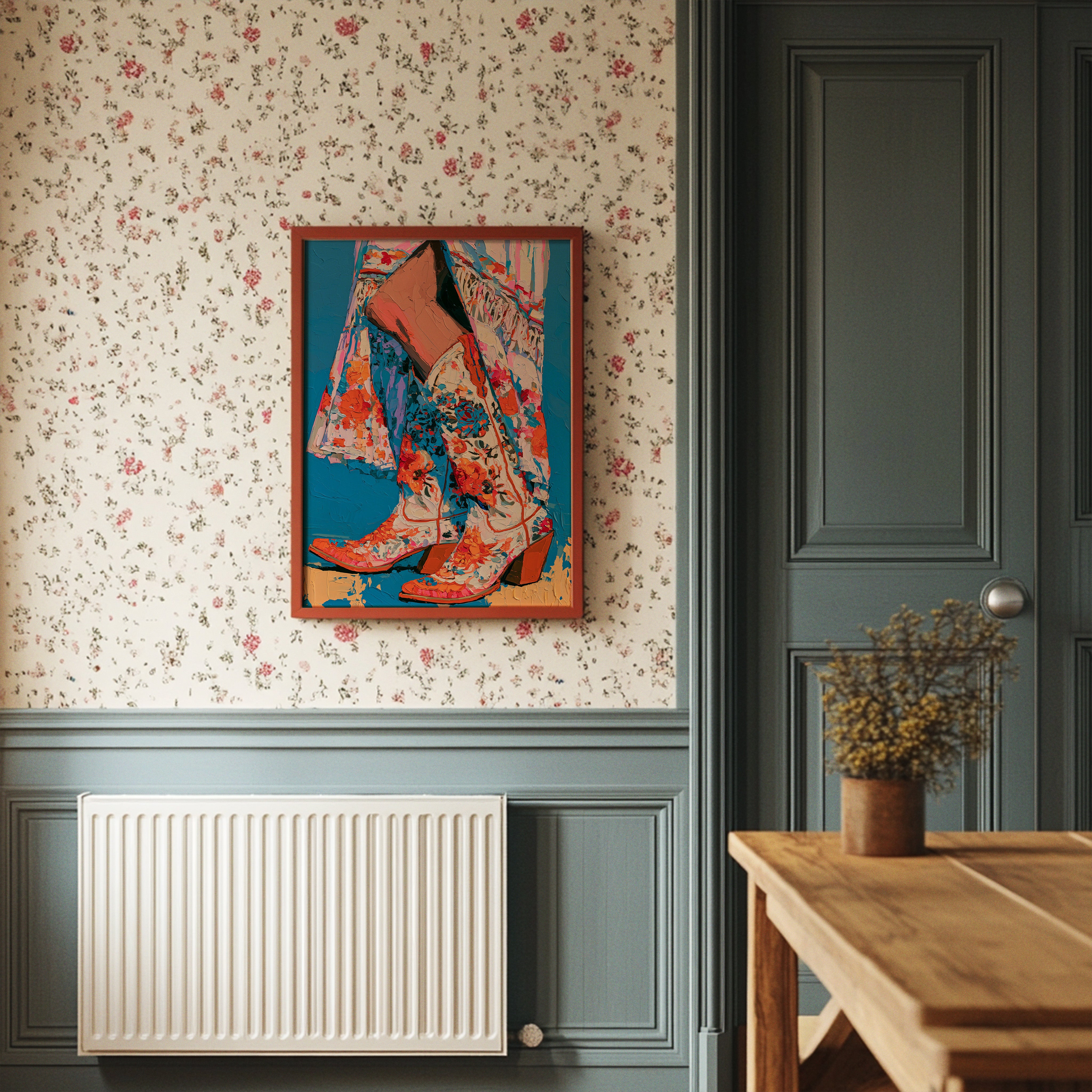 Floral Cowboy Boots Impasto Study
