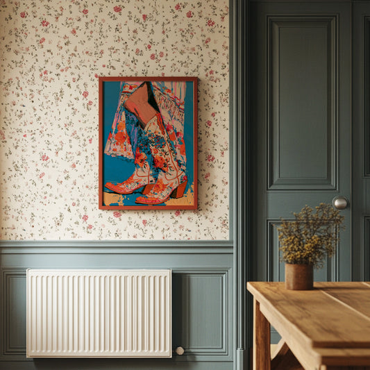 Floral Cowboy Boots Impasto Study
