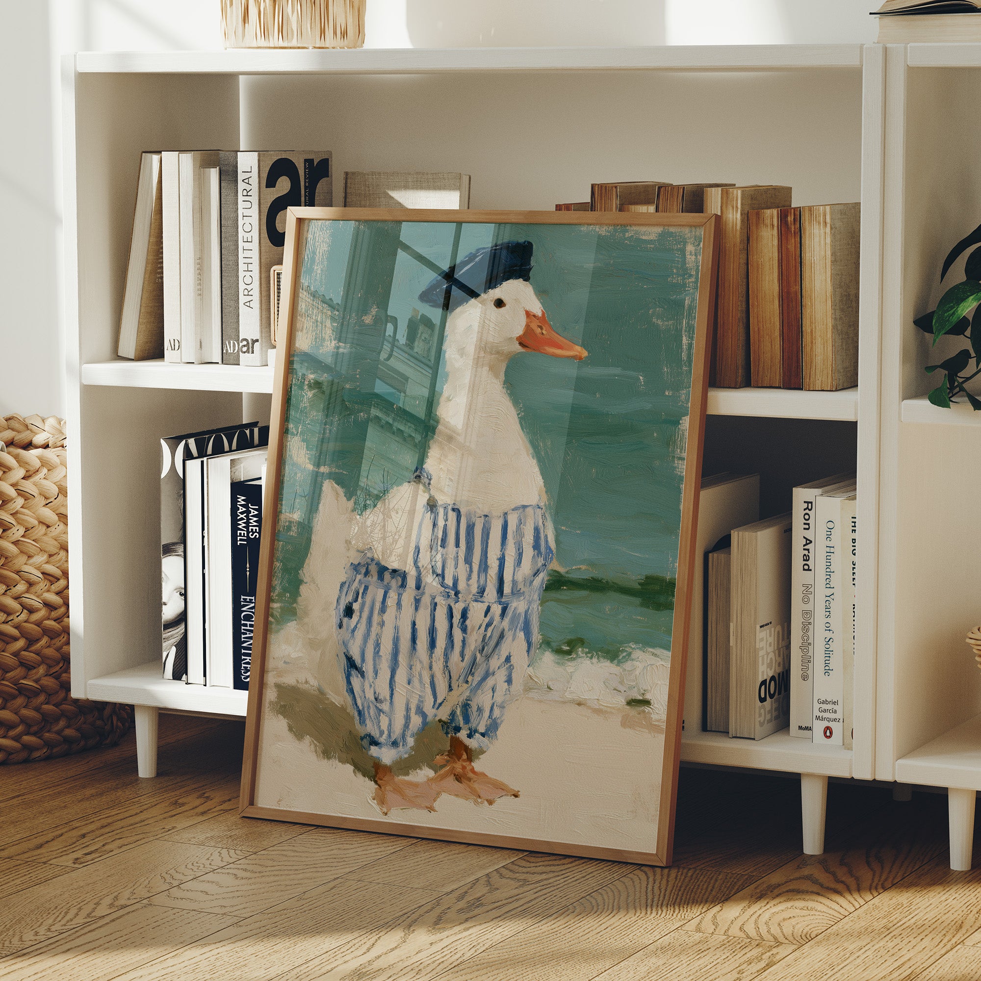 Beret Duck Strolling Beach